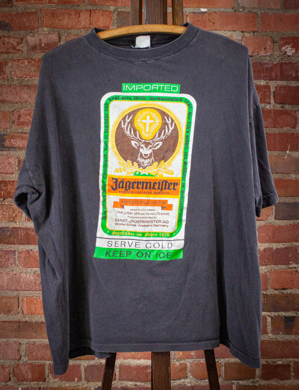 Vintage Jagermeister Graphic T Shirt 90s Black 2XL