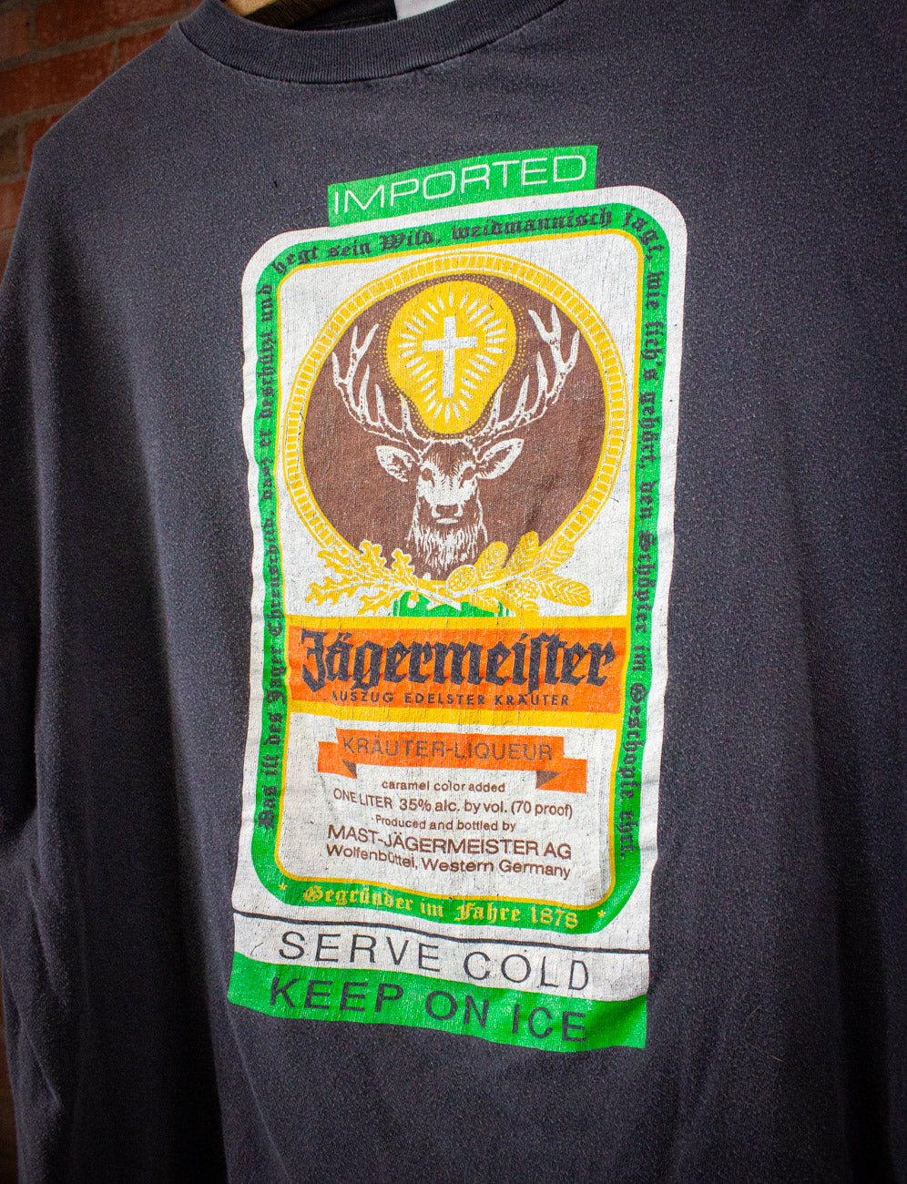 Vintage Jagermeister Graphic T Shirt 90s Black 2XL