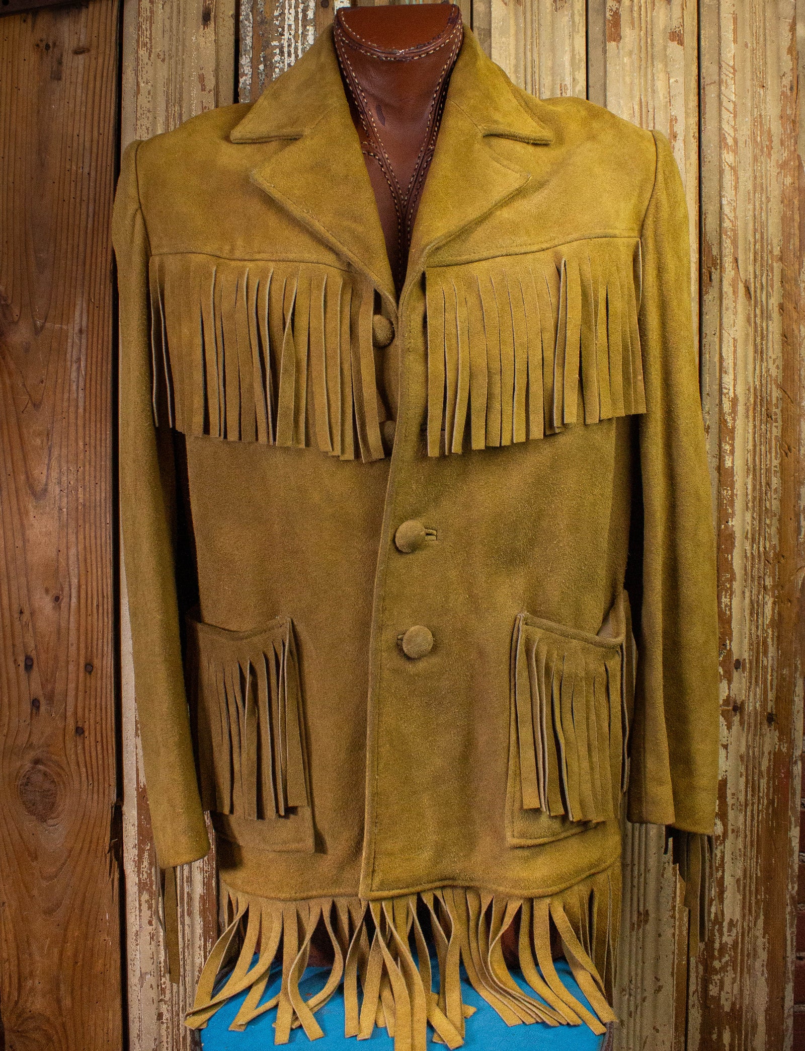 Vintage James S Lee & Co Suede Fringe Jacket 70s Tan XL