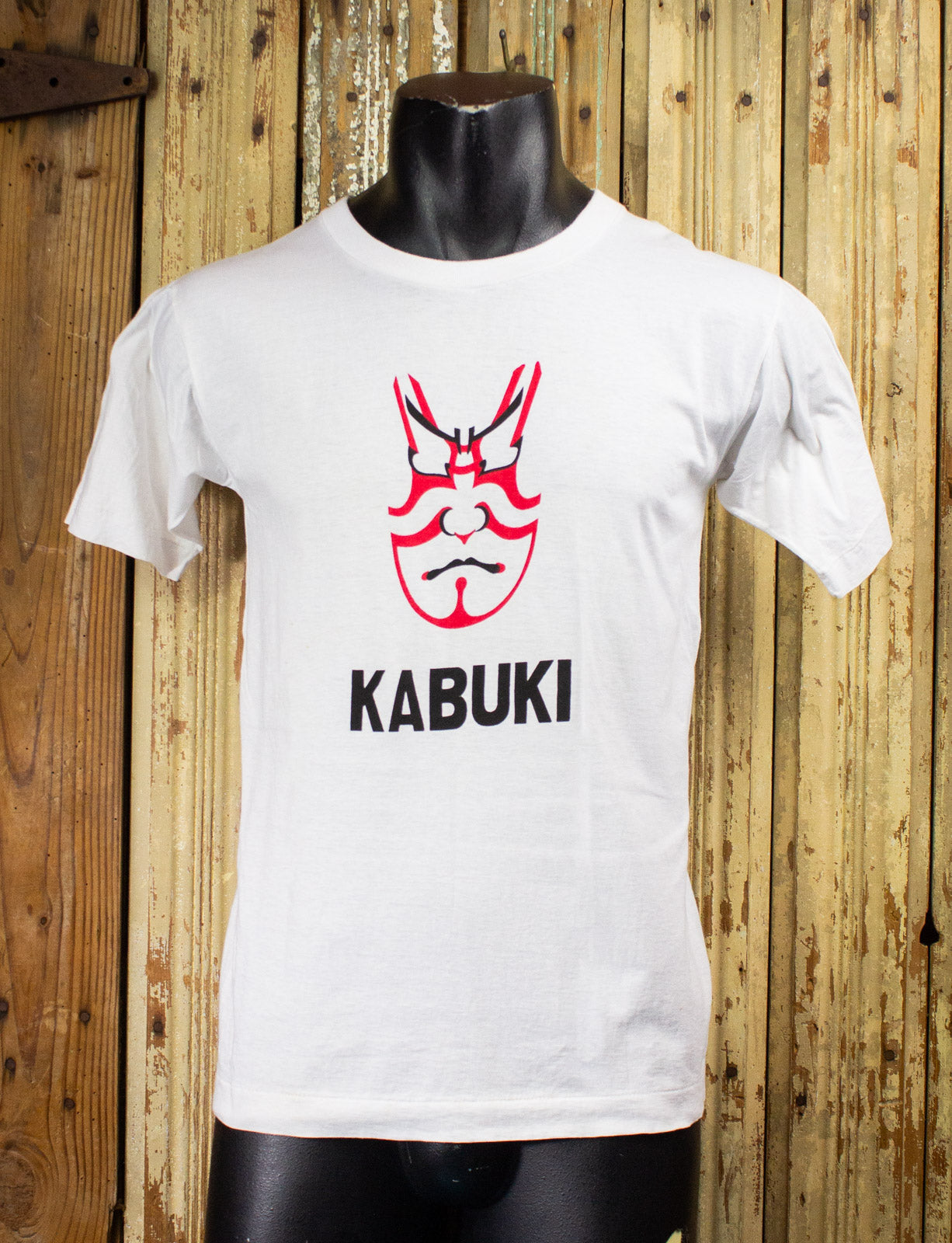 Vintage Japanese Kabuki Graphic T Shirt 80s White Small