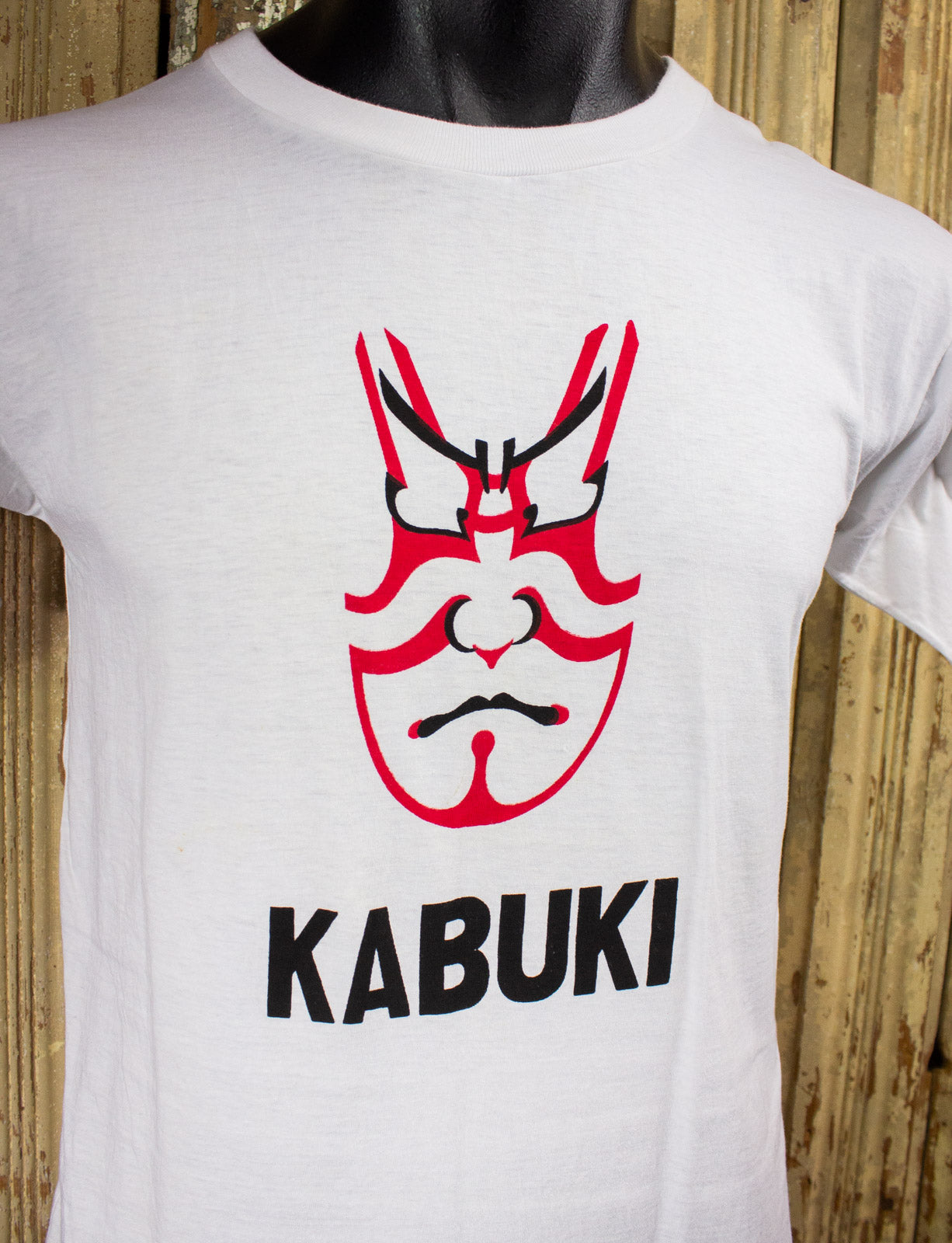 Vintage Japanese Kabuki Graphic T Shirt 80s White Small