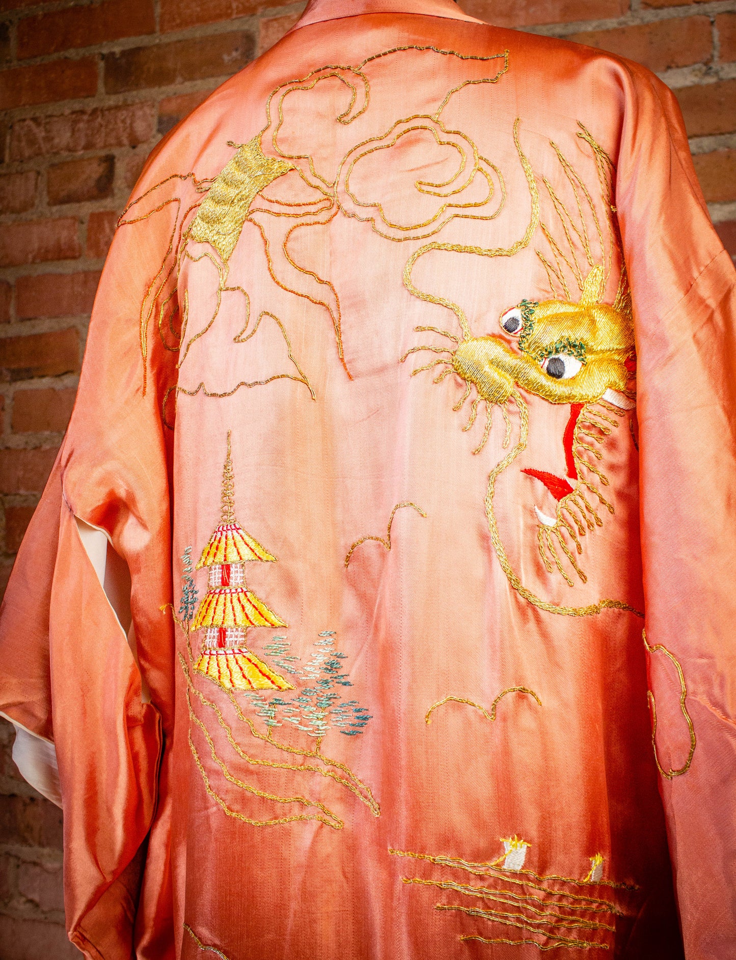 Vintage Japanese Silk Kimono 1940s Pink