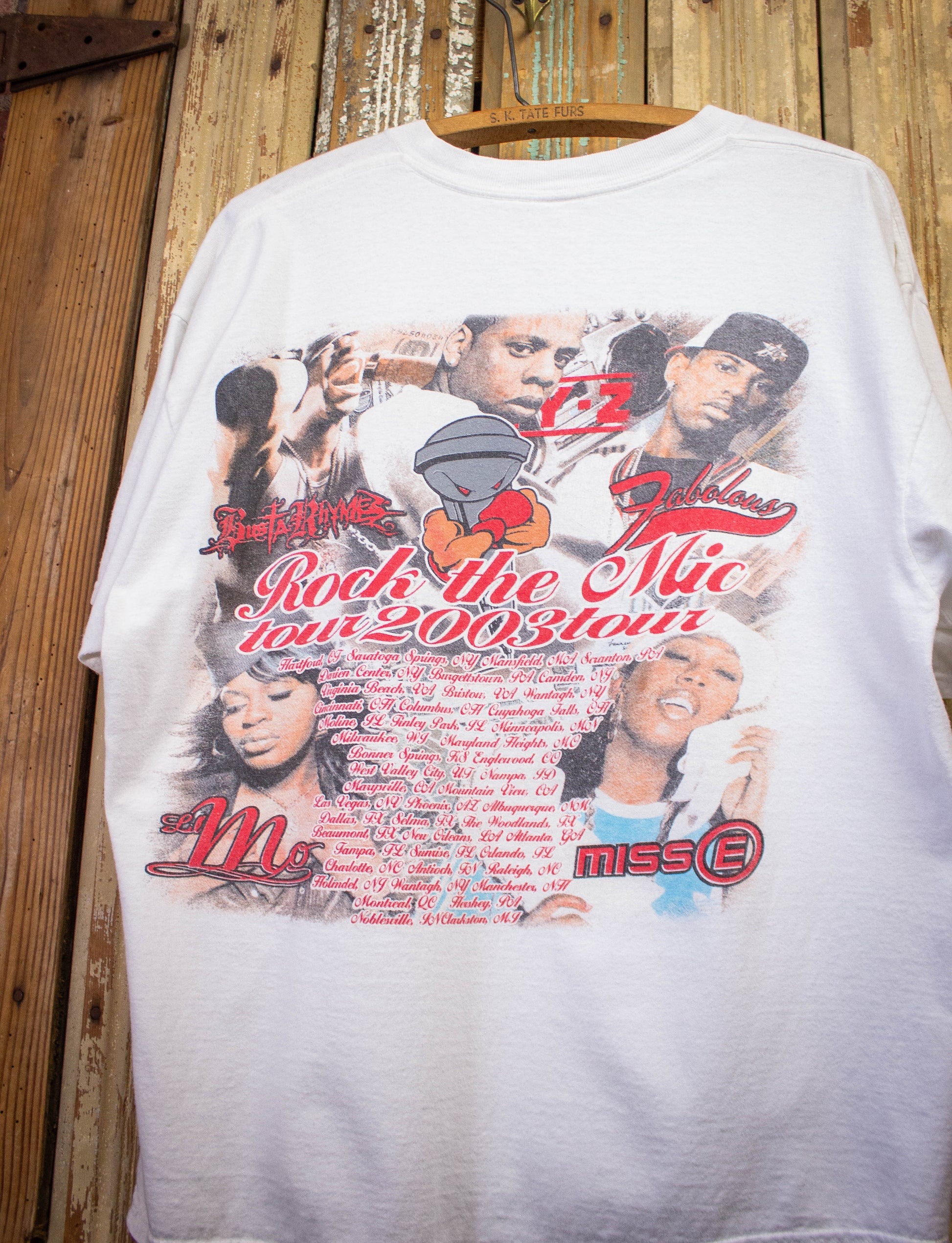 Vintage Jay Z 50 Cent Rock The Mic Rap T Shirt 2003 White XL