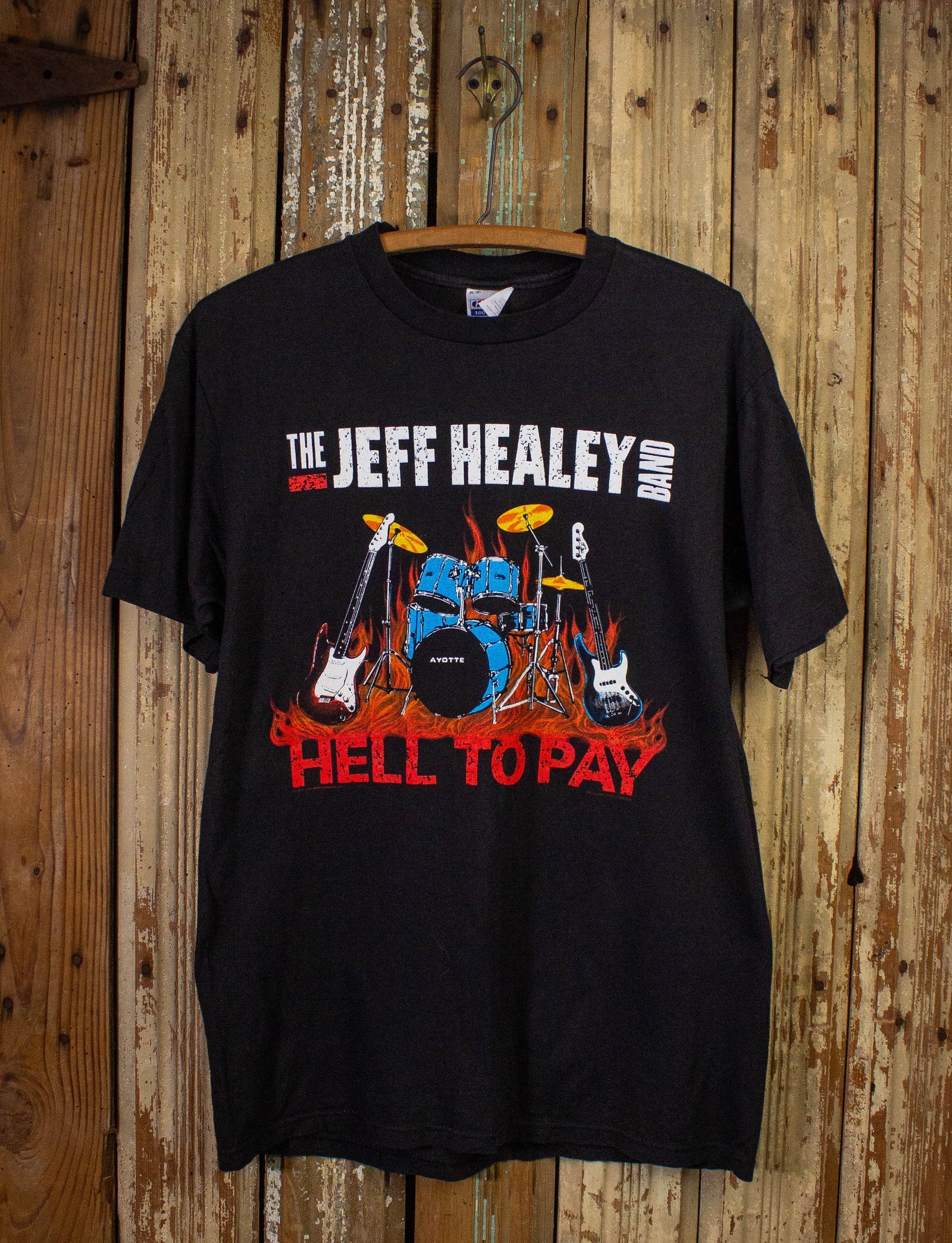 Vintage Jeff Healey Band Hell To Pay World Tour Concert T Shirt 1990-91 Black Medium