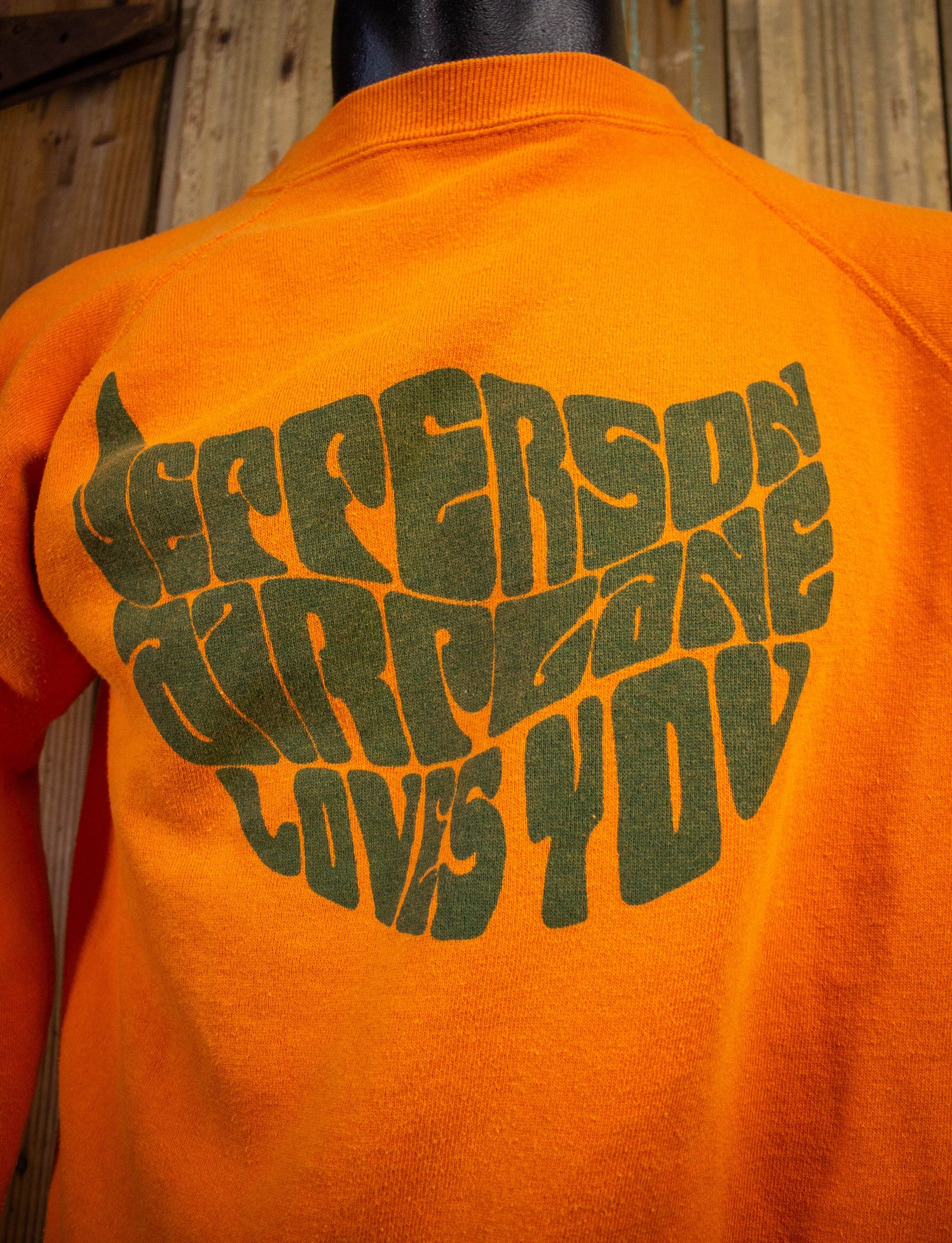 Vintage Jefferson Airplane Loves You Fan Club Sweatshirt 1966 Orange Medium