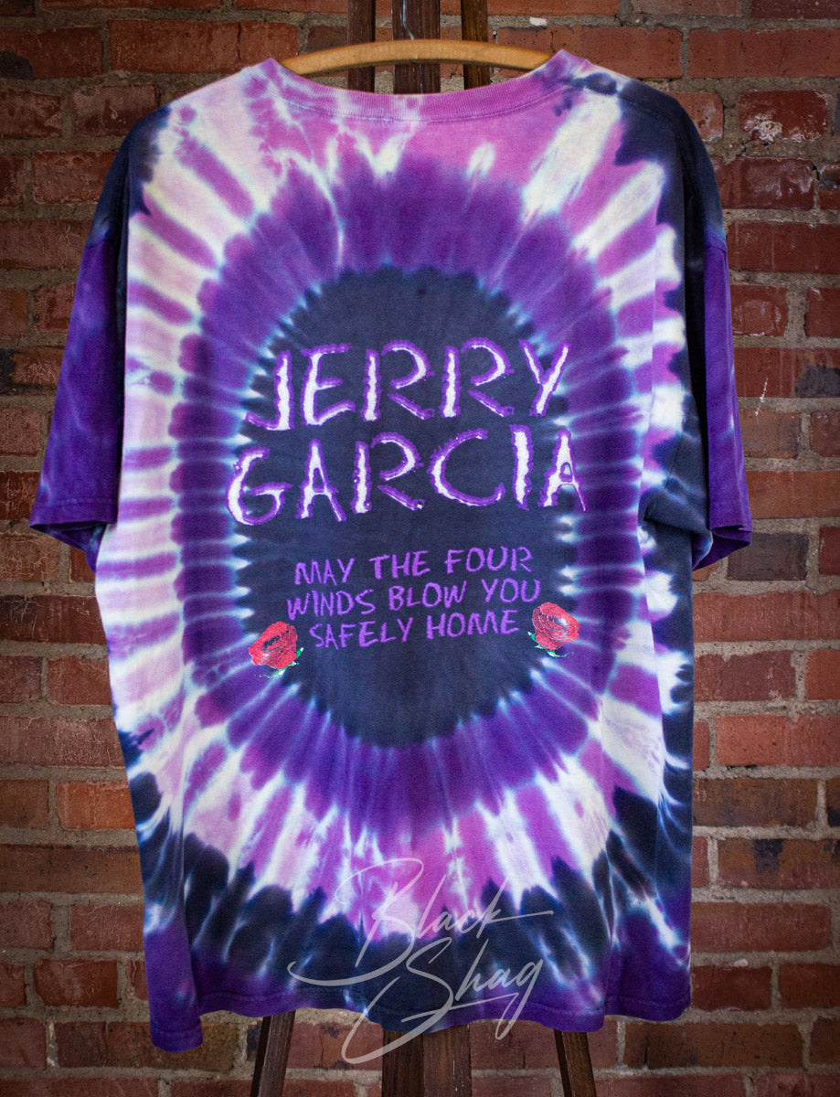 Vintage Jerry Garcia Four Winds Tribute T Shirt 1995 Purple Tie Dye XL