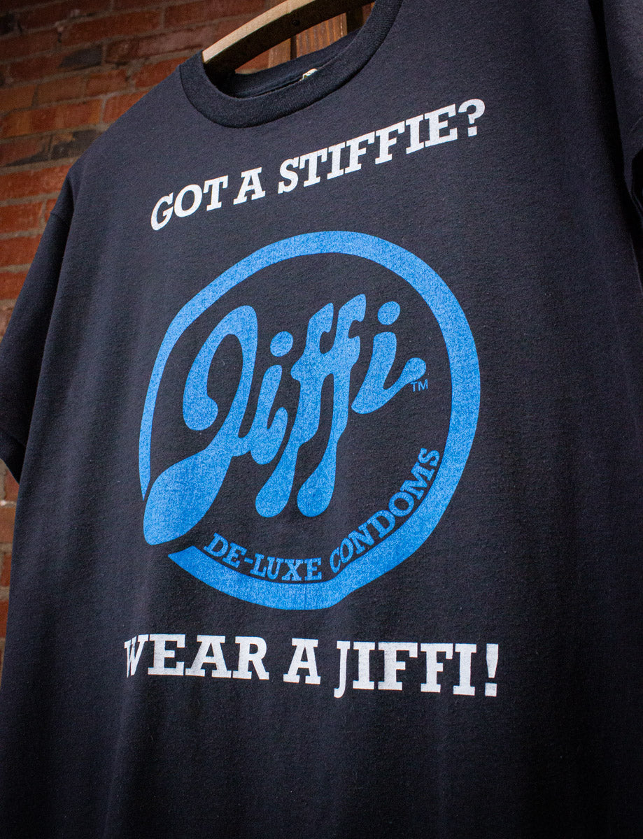 Vintage Jiffi Condoms Graphic T Shirt 80s Black Large – Black Shag