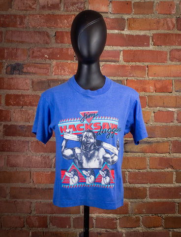 Vintage WWF Randy Savage Macho King Graphic T Shirt 1990 Blue XS