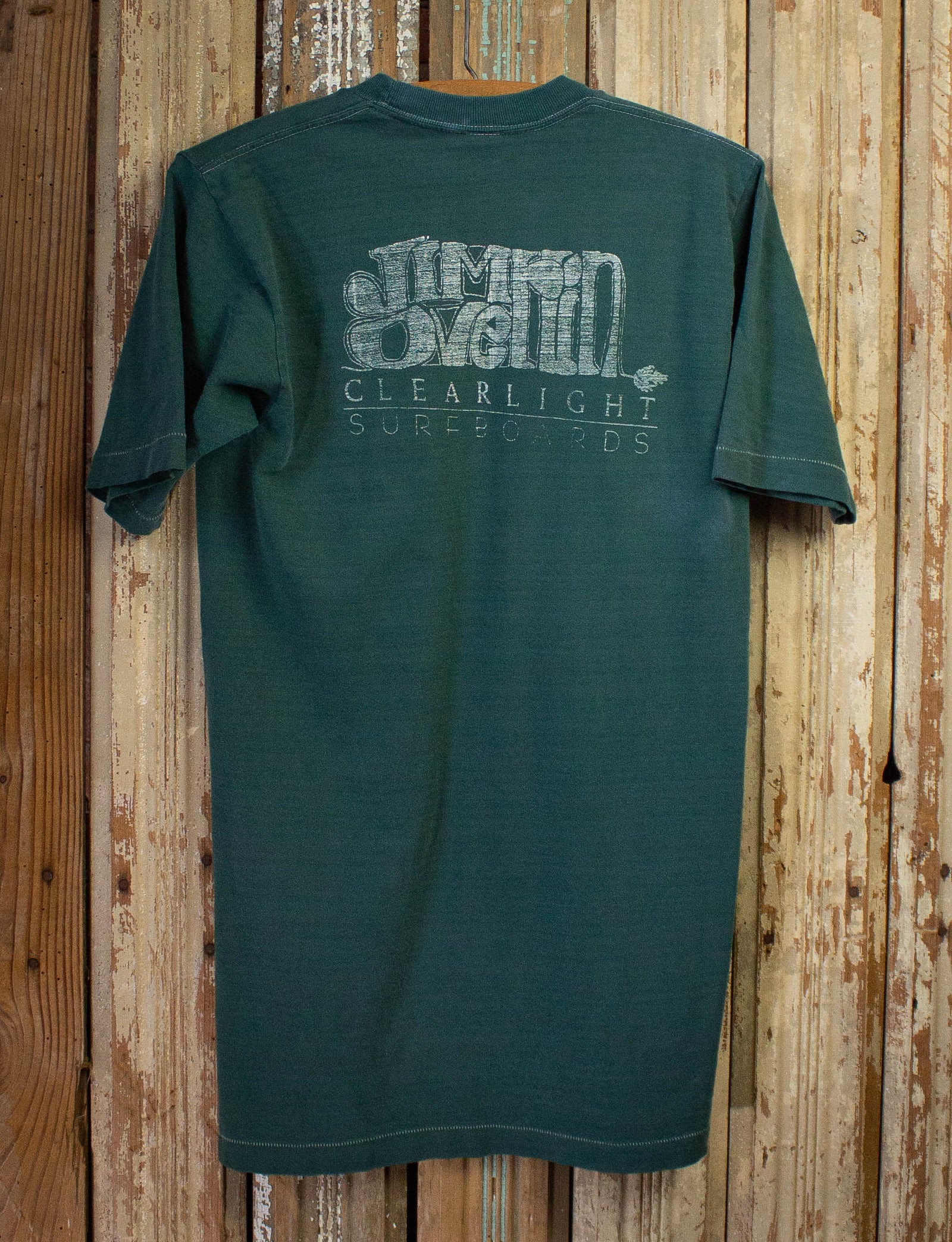 Vintage Jim Overlin Surfboards Graphic T-Shirt Green S – Black Shag Vintage