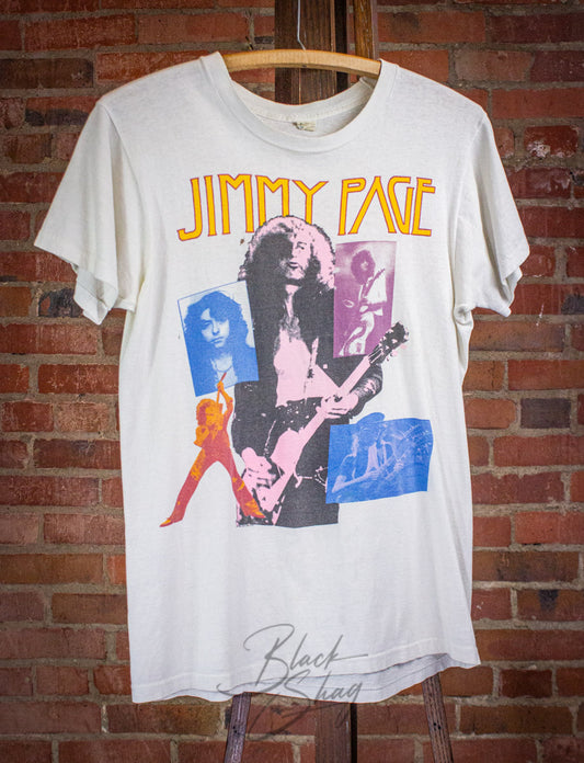 Vintage Jimmy Page Led Zeppelin Concert T Shirt 1985 White Small