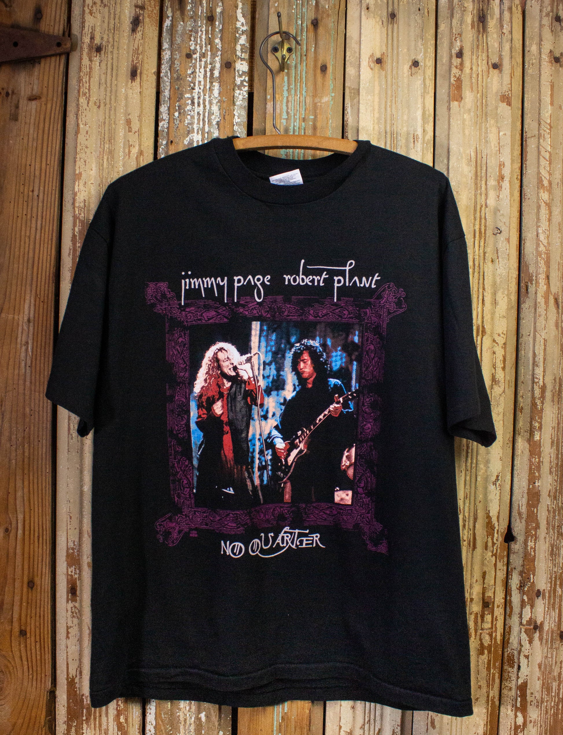 Vintage Jimmy Page & Robert Plant No Quarter Concert T Shirt 1995 Black XL