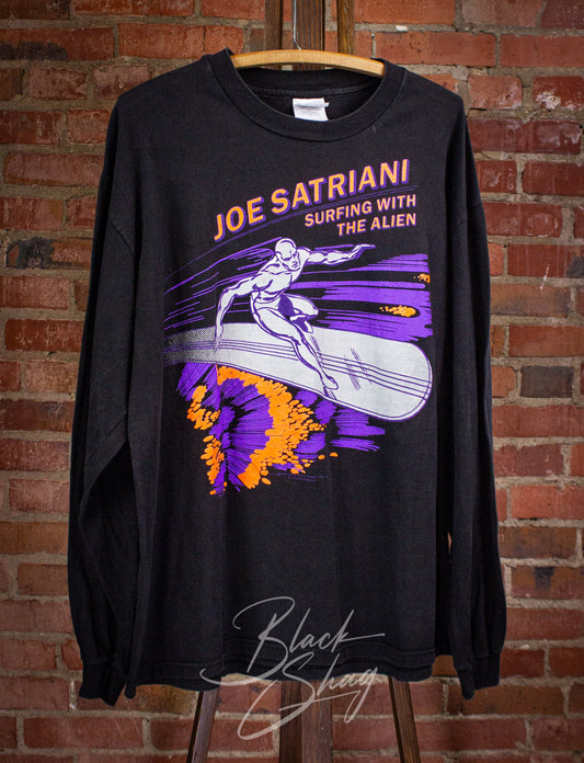 Vintage Joe Satriani Surfing the Alien Long Sleeve Concert T Shirt 90s Black XL