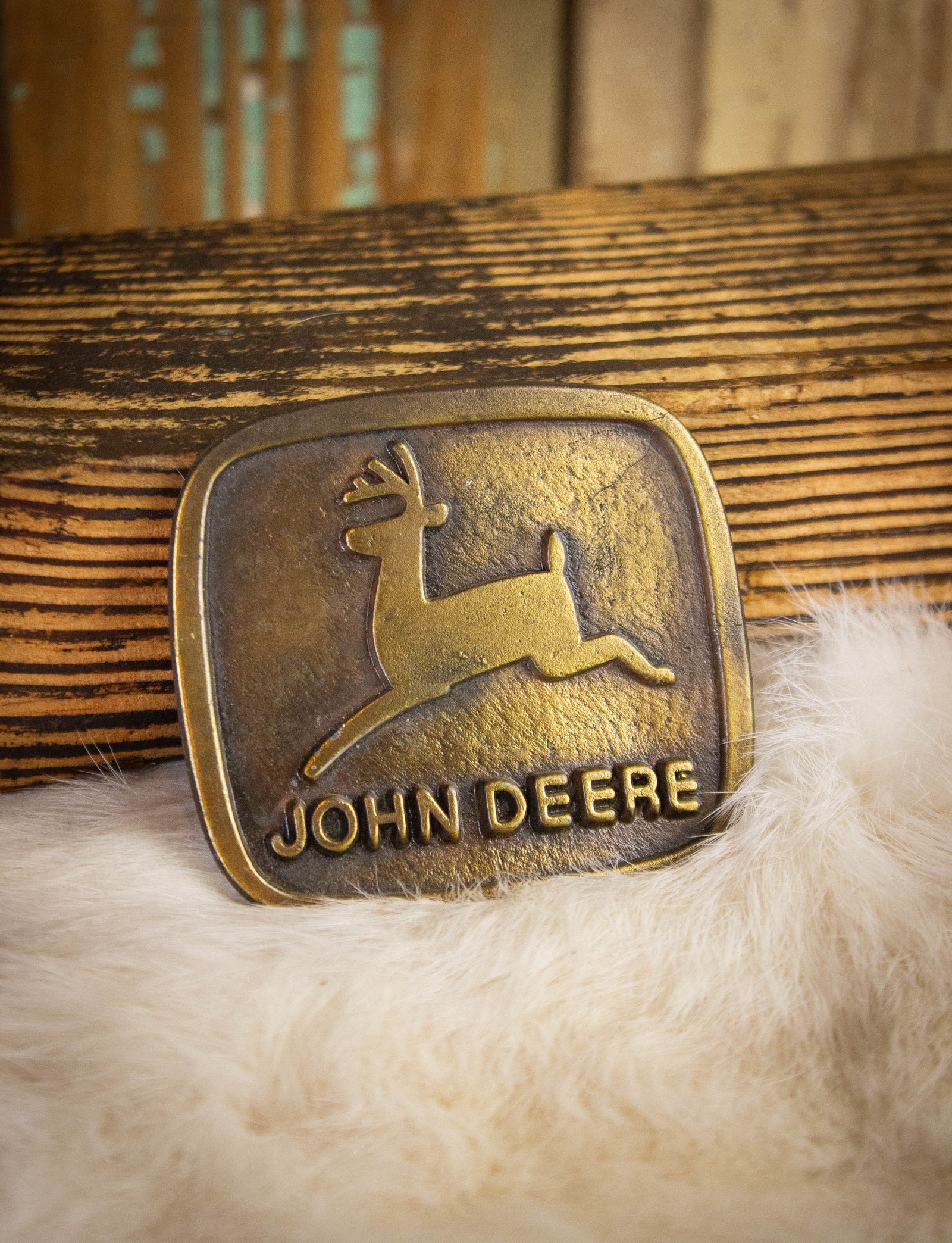 Vintage John Deere Brass Belt Buckle