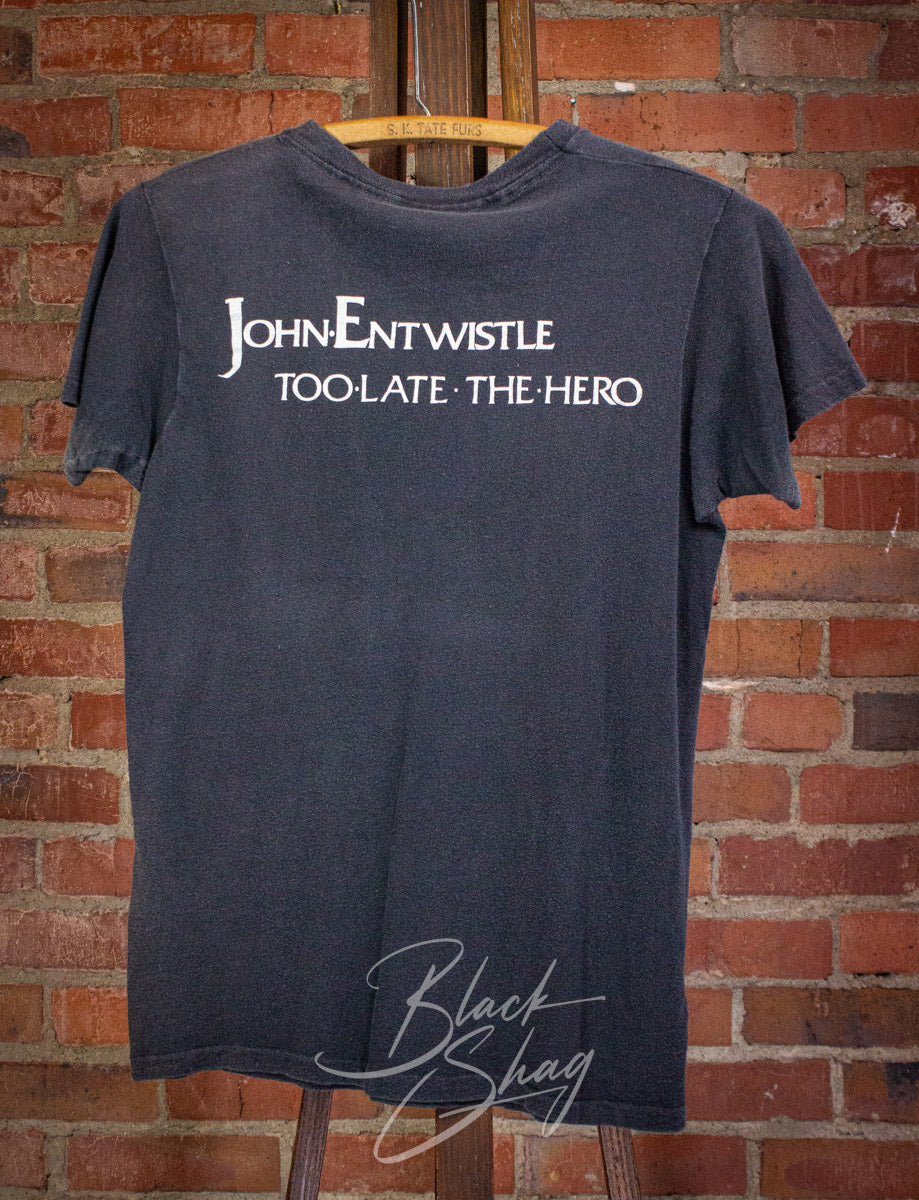 Vintage John Entwistle Too Late the Hero Concert T Shirt 1981 Black Small