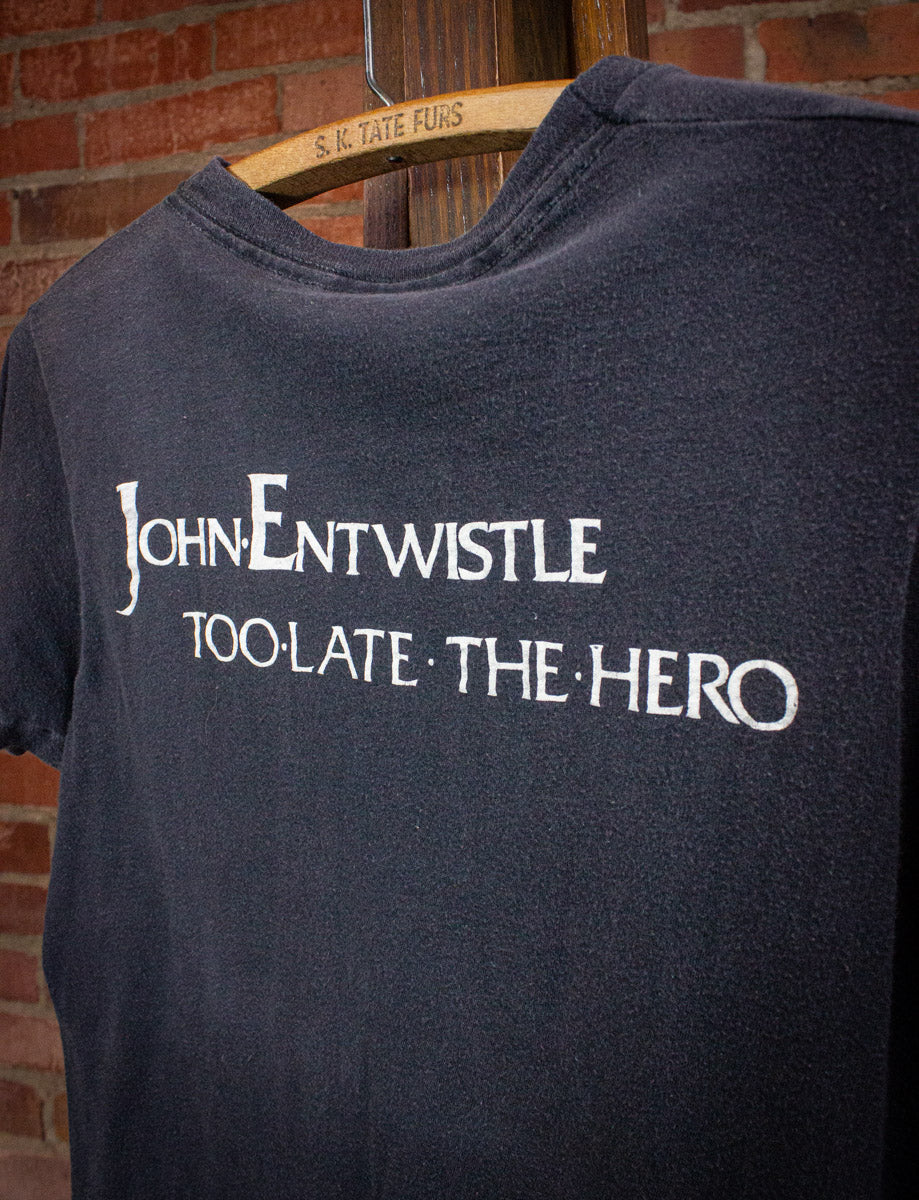 Vintage John Entwistle Too Late the Hero Concert T Shirt 1981 Black Small