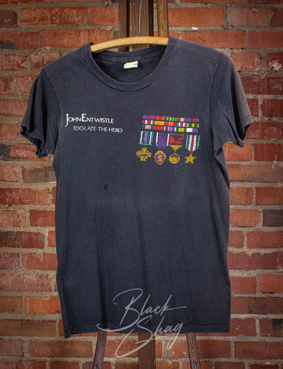 Vintage John Entwistle Too Late the Hero Concert T Shirt 1981 Black Small