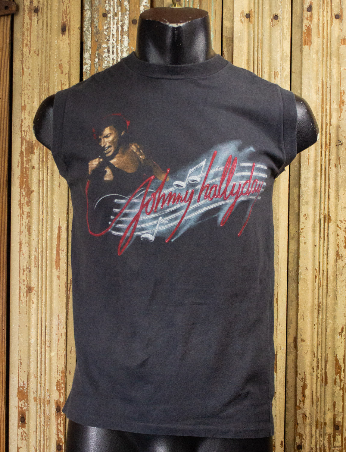 Vintage Johnny Hallyday Concert Muscle T Shirt 80s Small