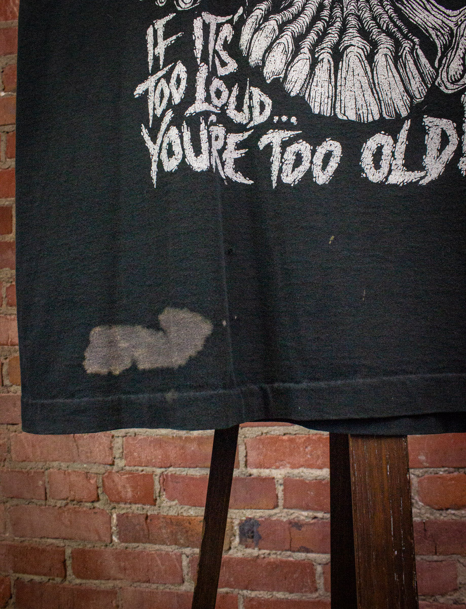 Vintage KNAC If It's Too Loud You're Too Old Graphic T Shirt 1991 Black Large