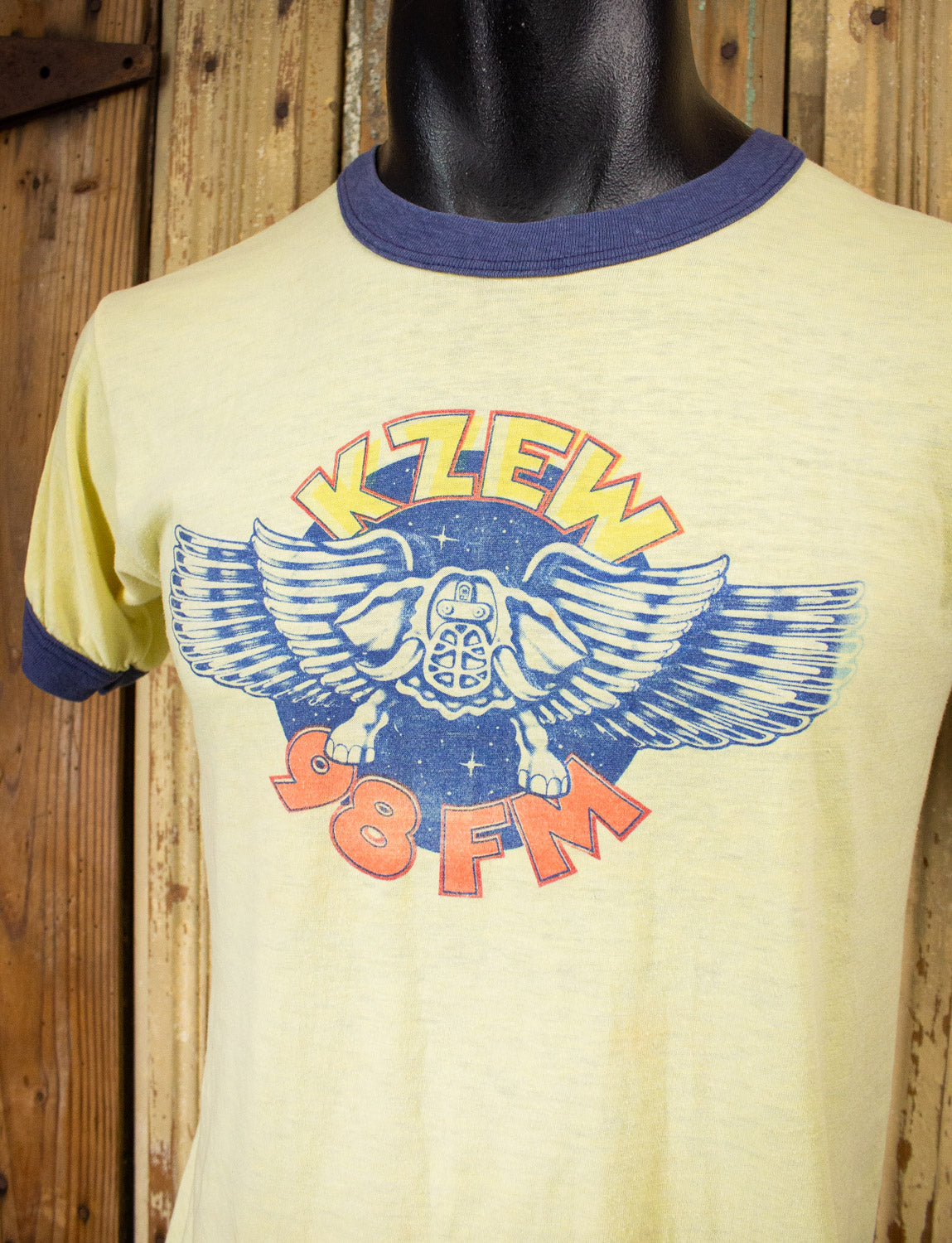 Vintage KZEW 98FM Radio Promo Ringer Graphic T Shirt Small