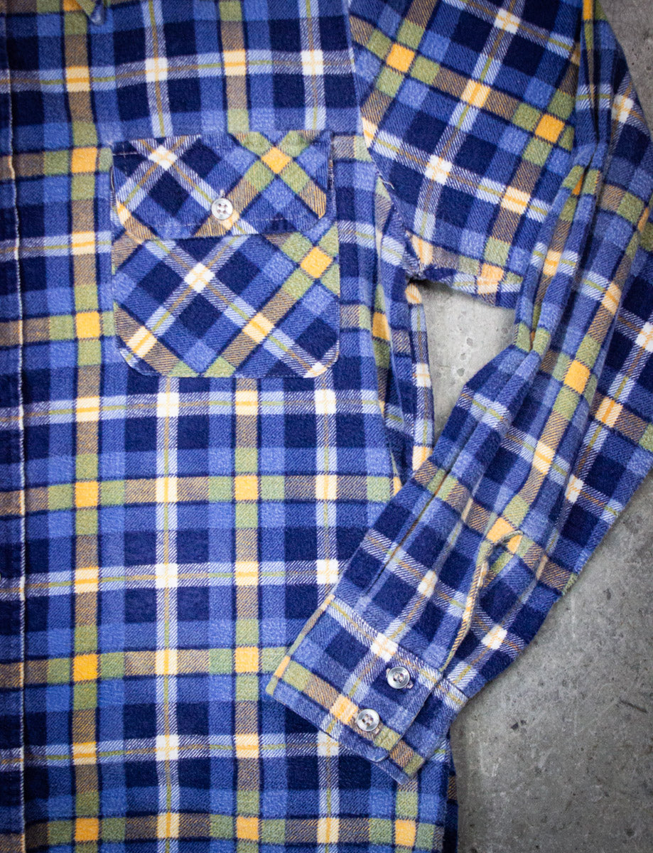 Vintage Kennington Blue and Yellow Plaid Flannel Shirt 70s Medium Vintage Kennington Blue and Yellow Plaid Flannel Shirt 70s Medium