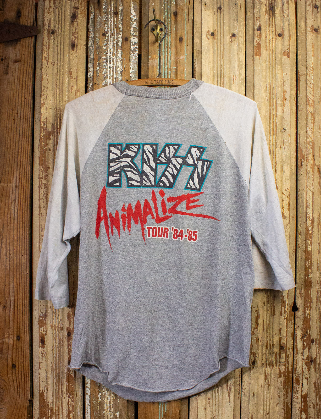 Vintage Kiss Animalize Raglan Concert T Shirt 1984-85 White/Gray Large