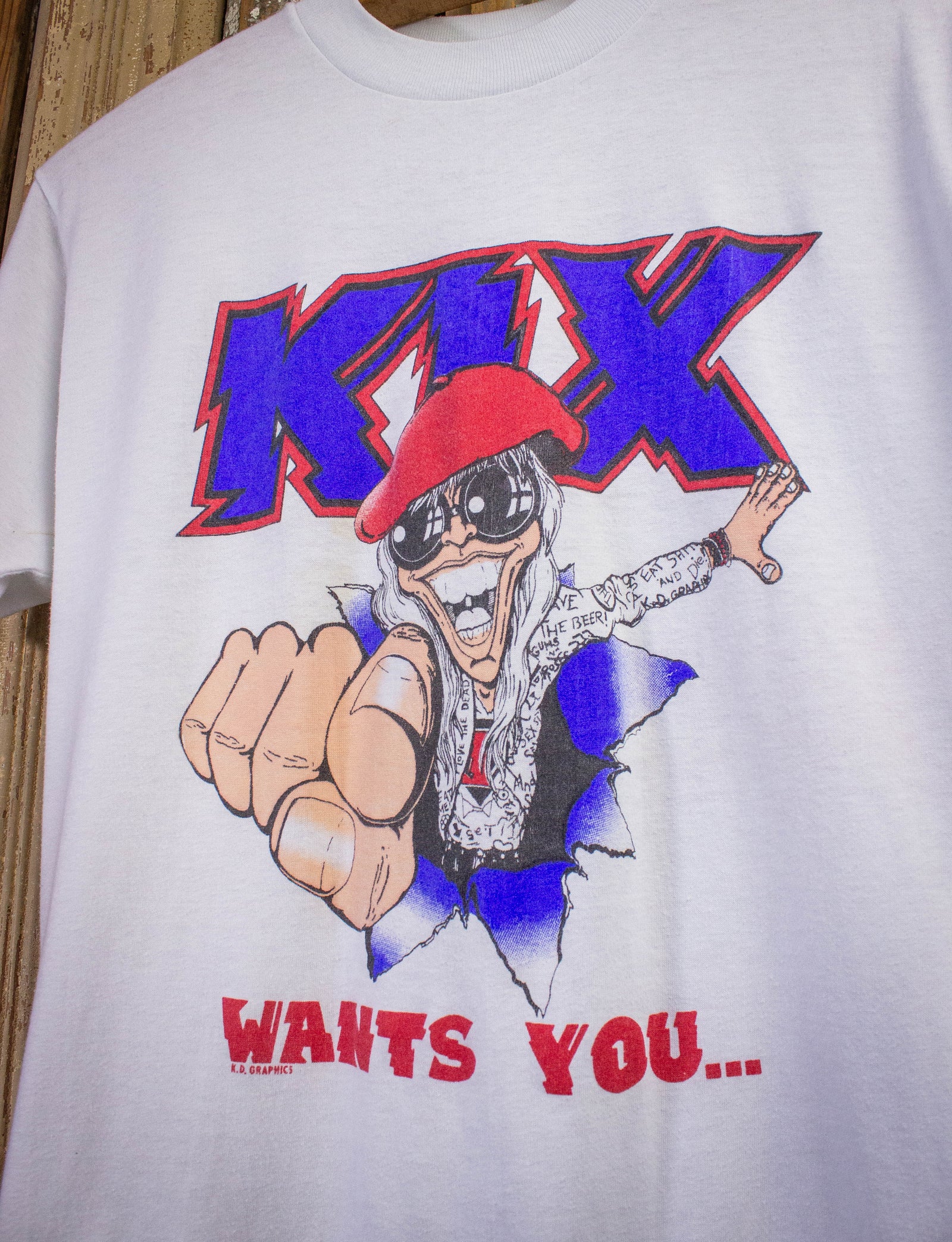 Vintage Kix Wants You Concert T Shirt 80s White Medium