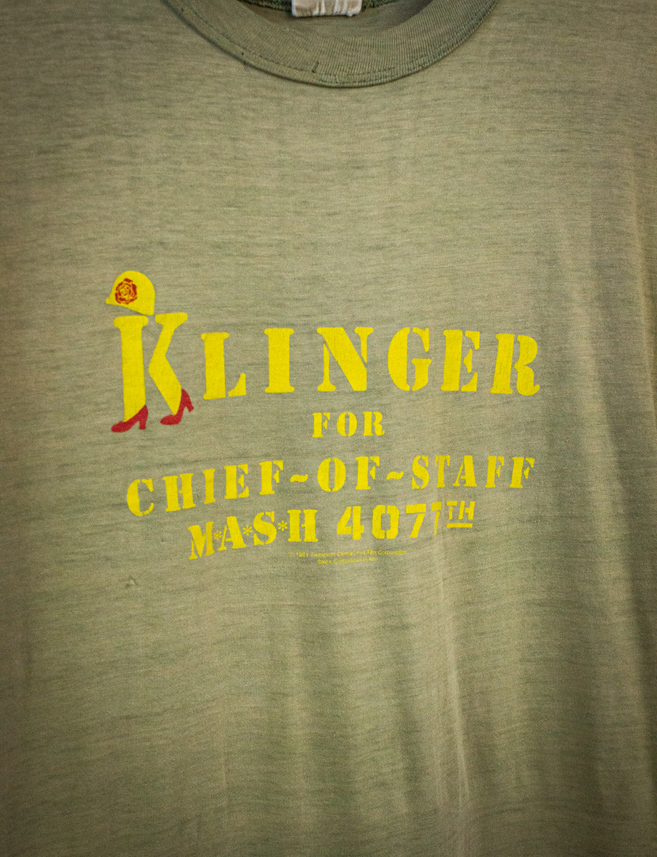 Vintage Klinger For Chief of Staff MASH Graphic T Shirt 1981 Green Medium