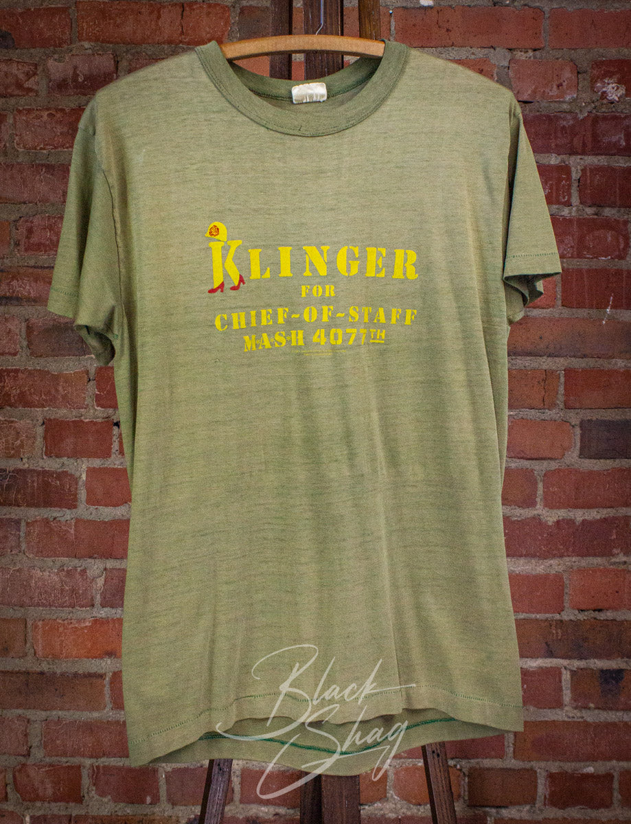 Vintage Klinger For Chief of Staff MASH Graphic T Shirt 1981 Green Medium
