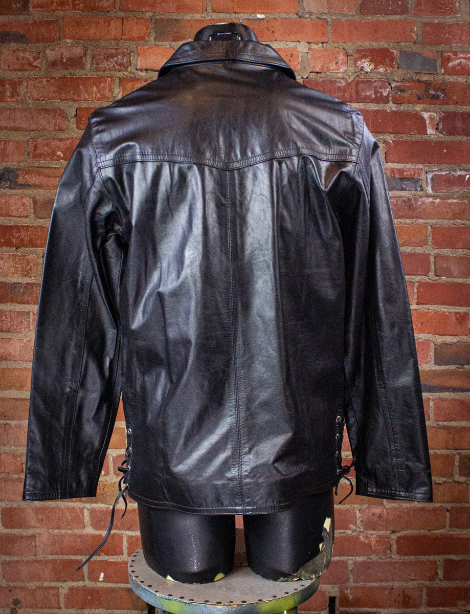 Vintage Kookie Black Leather Shirt 80s Small