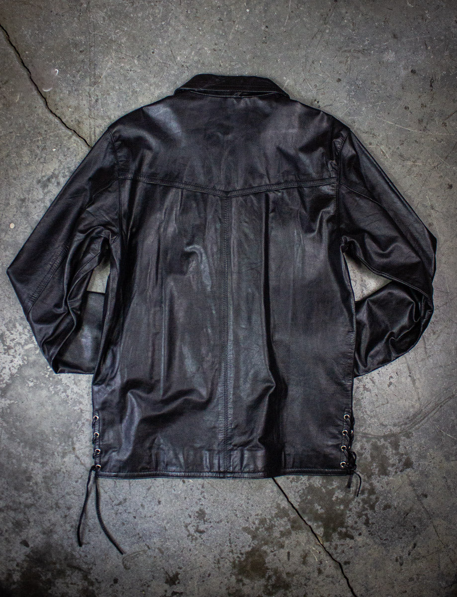 Vintage Kookie Black Leather Shirt 80s Small