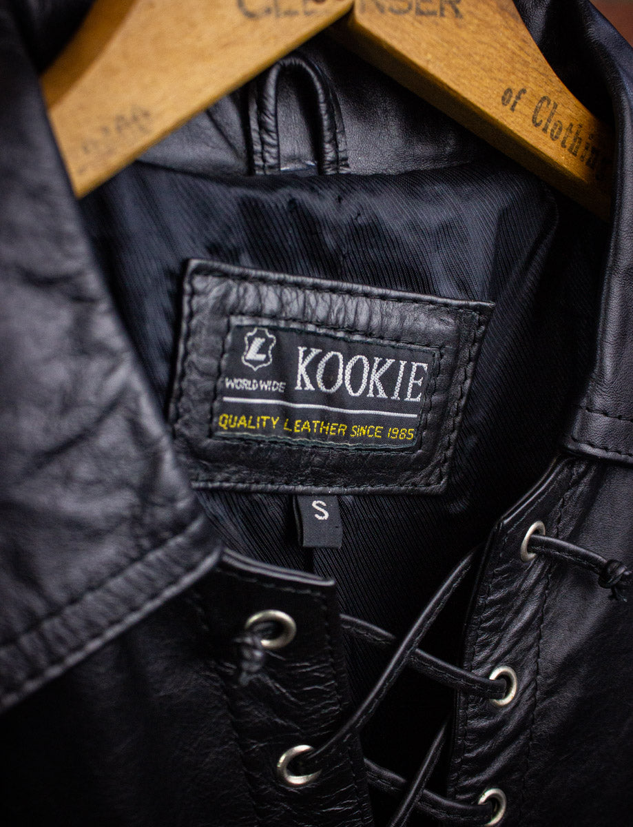 Vintage Kookie Black Leather Shirt 80s Small