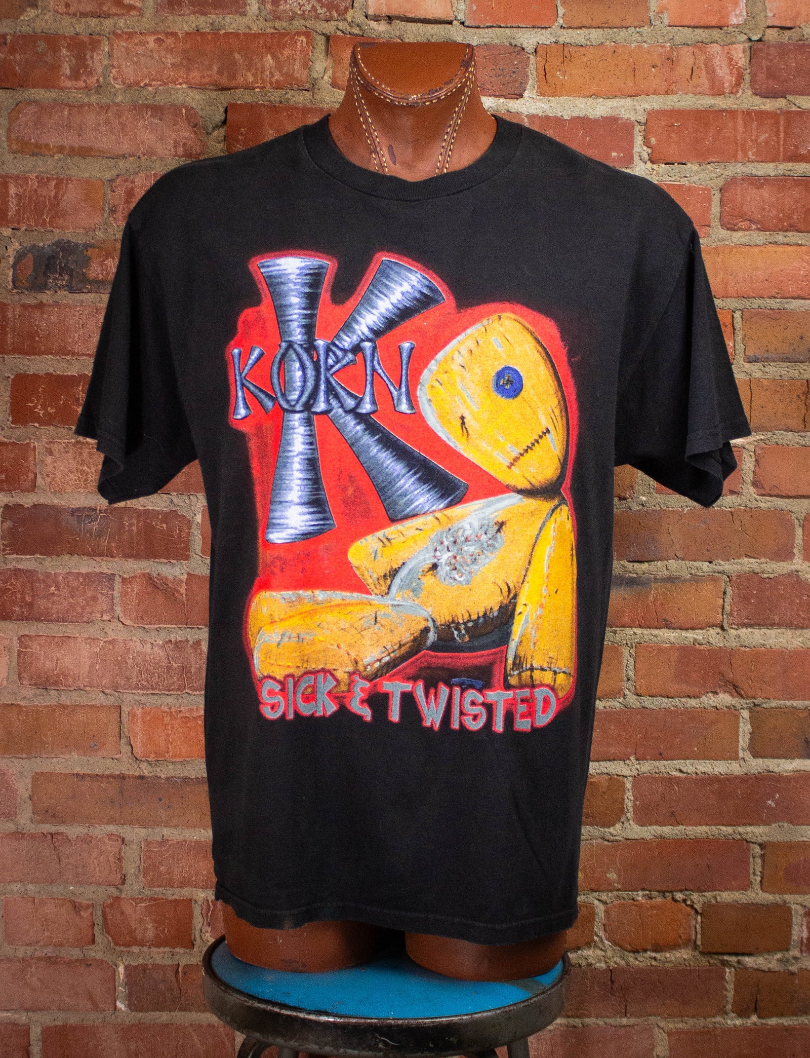 Vintage Korn Sick and Twisted Tour Concert T Shirt 2000 Black XL