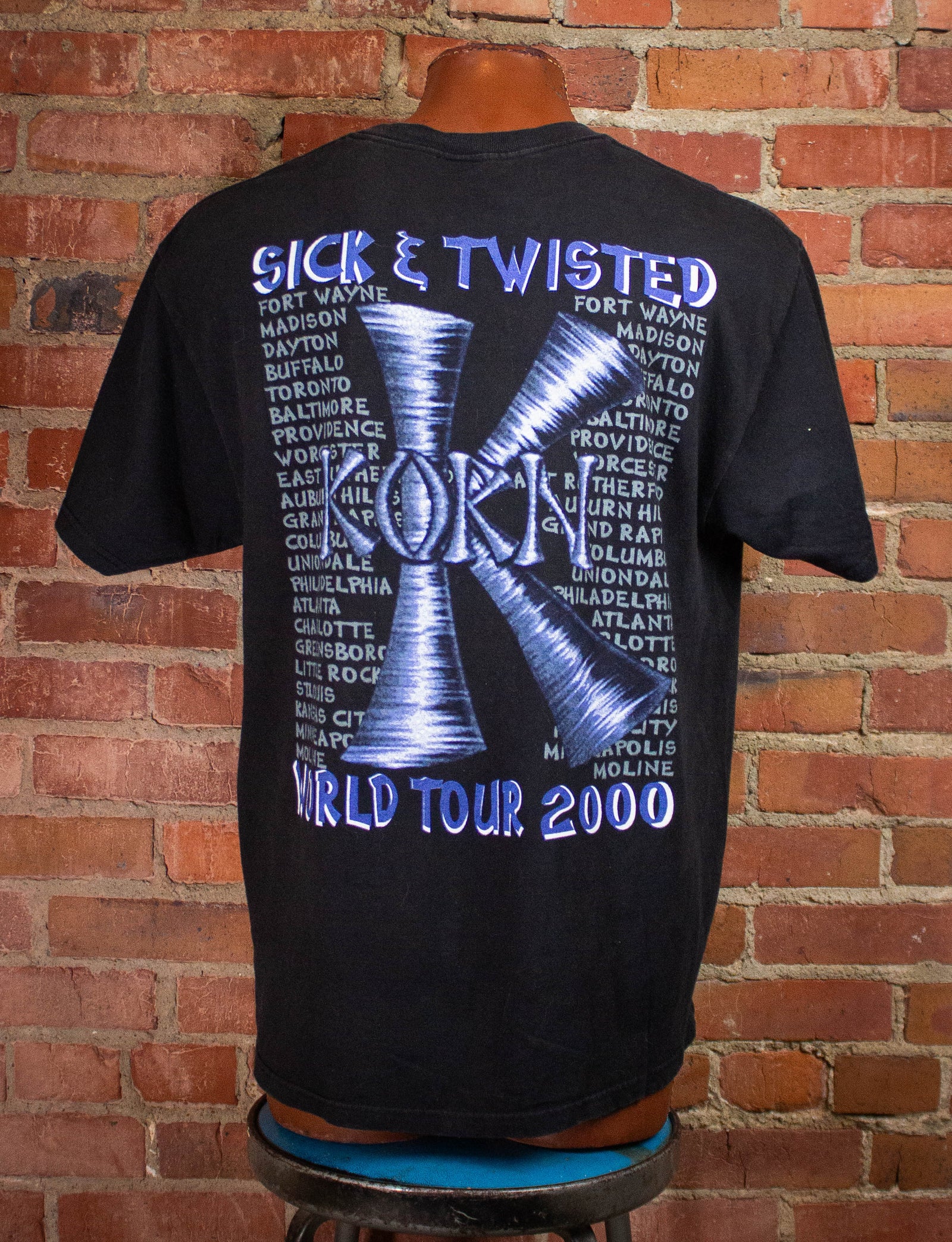 Vintage Korn Sick and Twisted Tour Concert T Shirt 2000 Black XL