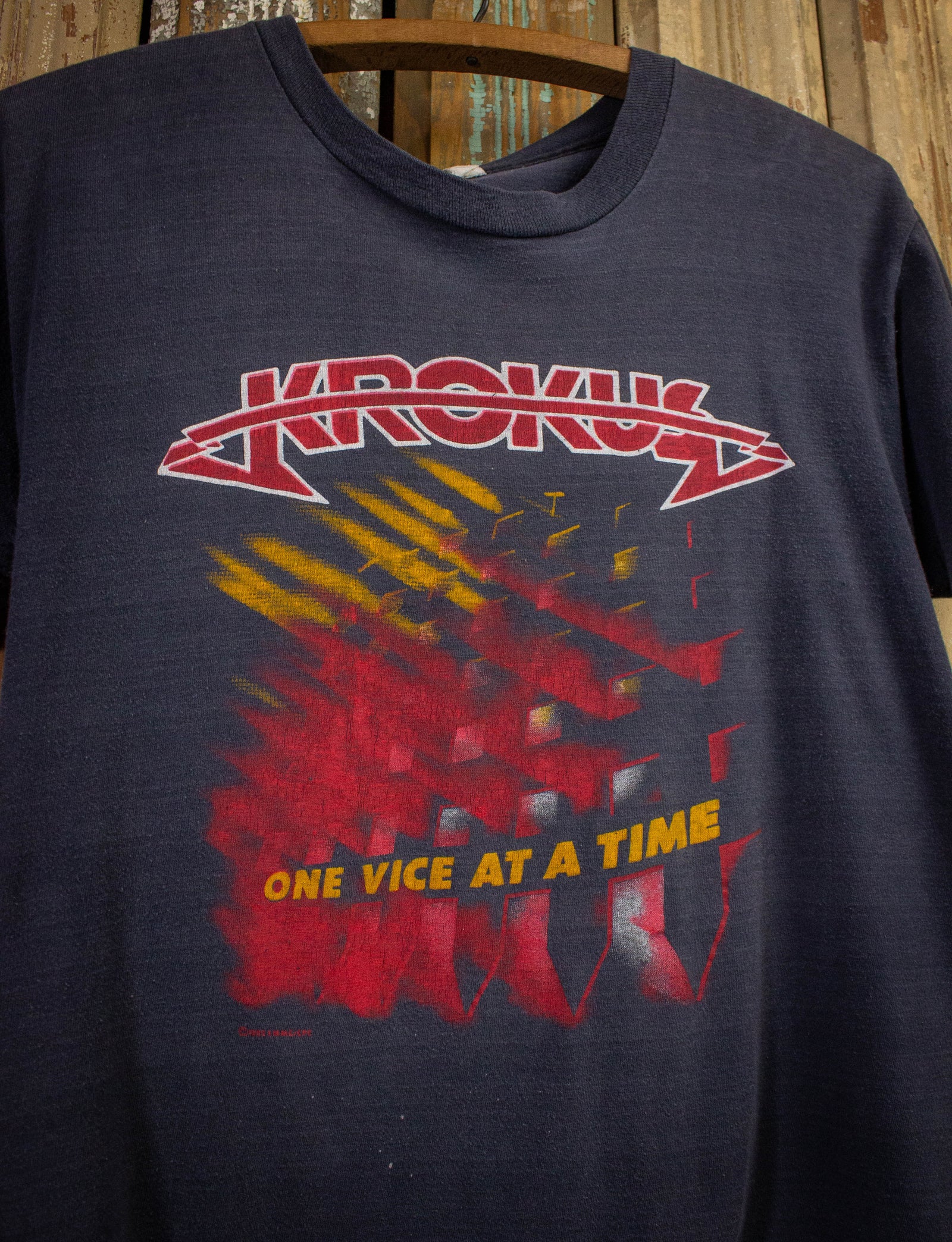 Vintage Krokus One Vice at a Time Concert T Shirt 1982 Gray Medium