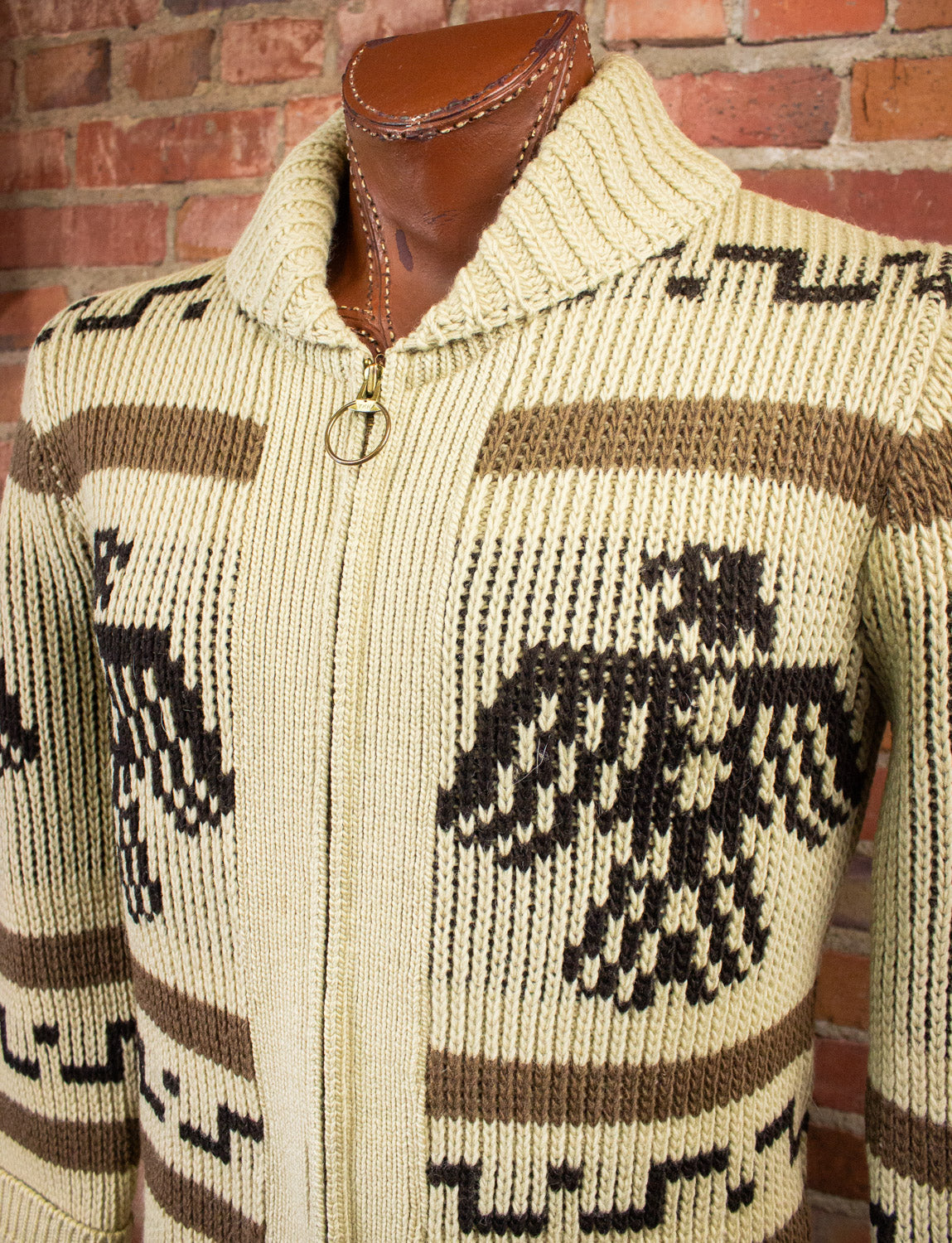 Vintage LL Bean Cowichan Cardigan Sweater 80s Medium