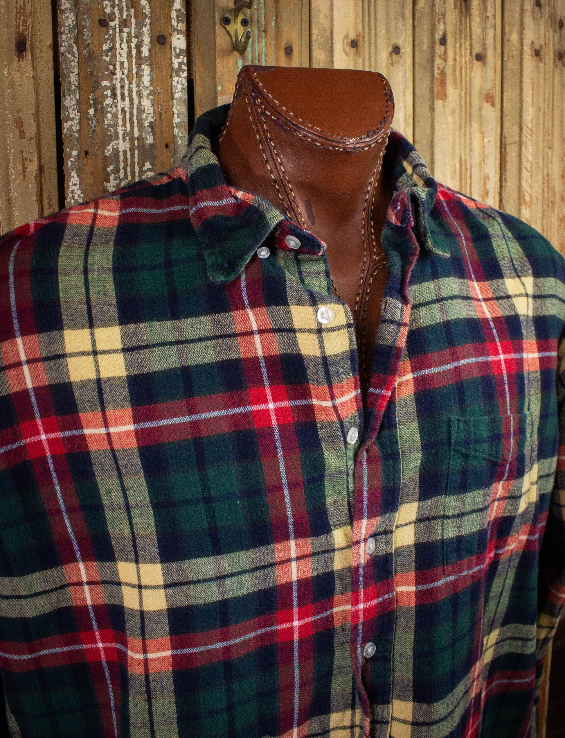 Vintage LL Bean Flannel Shirt Green/Red/Yellow XXL Black Shag Vintage Vintage LL Bean Flannel Shirt Green/Red/Yellow XXL Black Shag Vintage