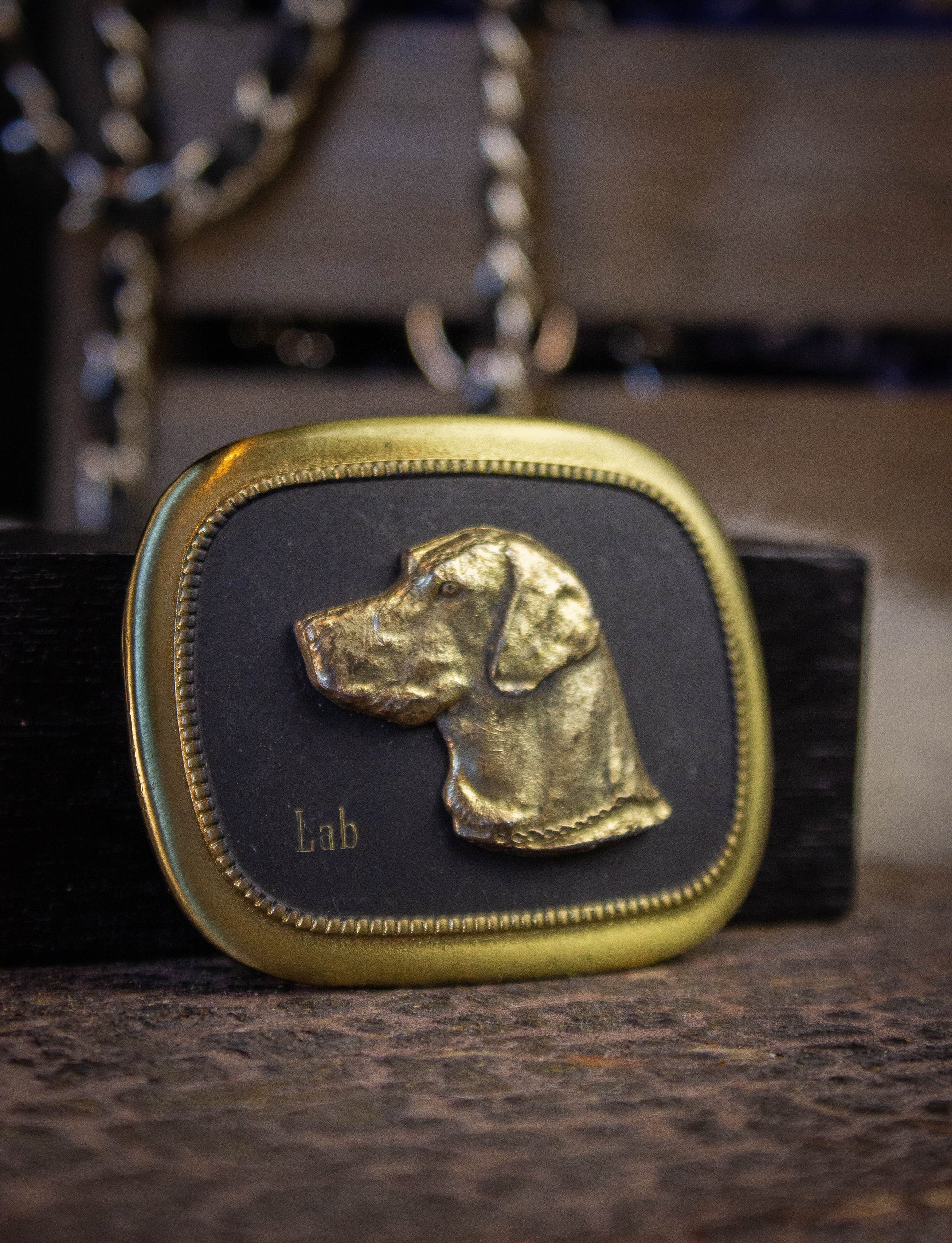 Vintage Dog Brass Belt Buckle