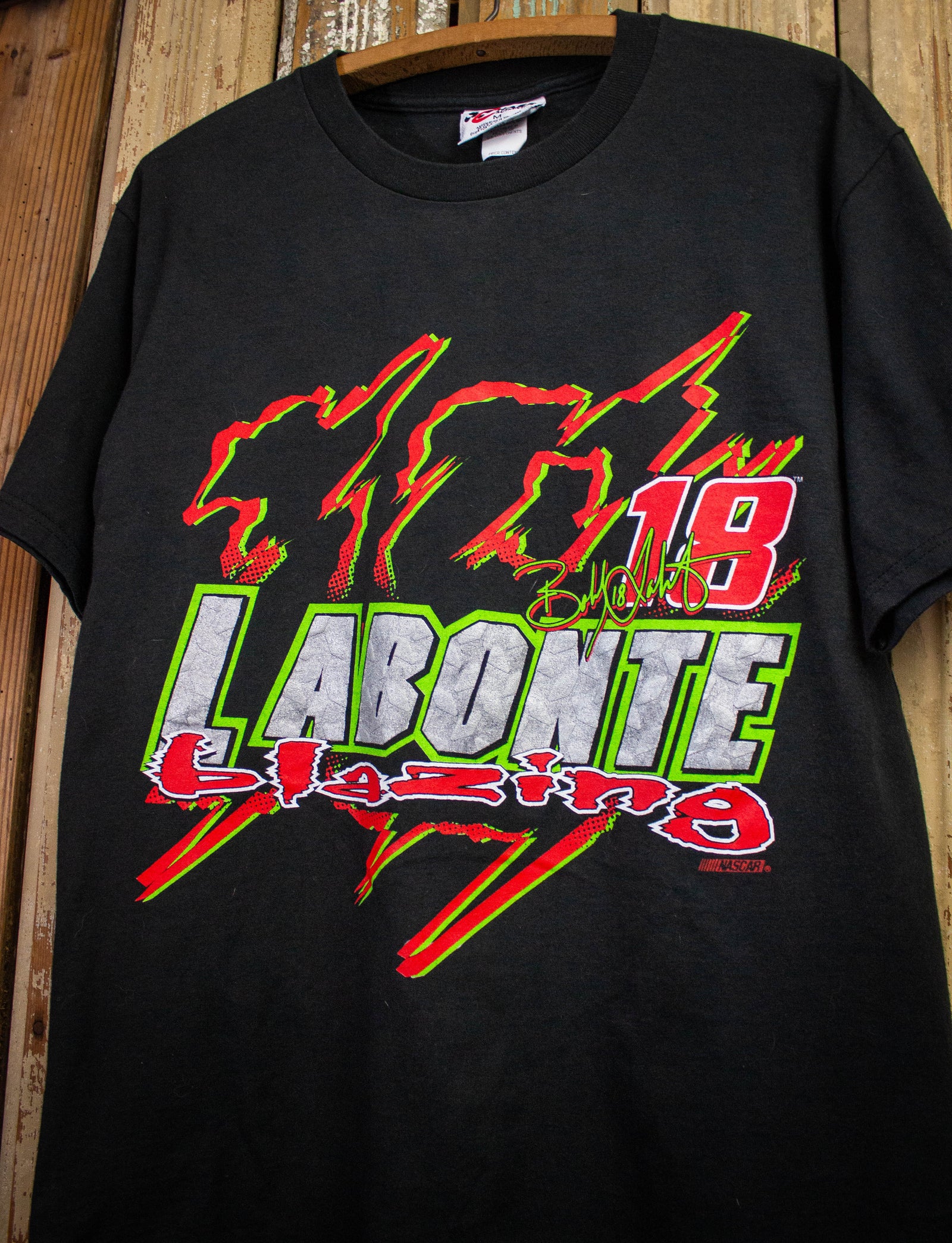 Vintage Bobby Labonte Blazing Racing Graphic T Shirt 1998 Black Medium