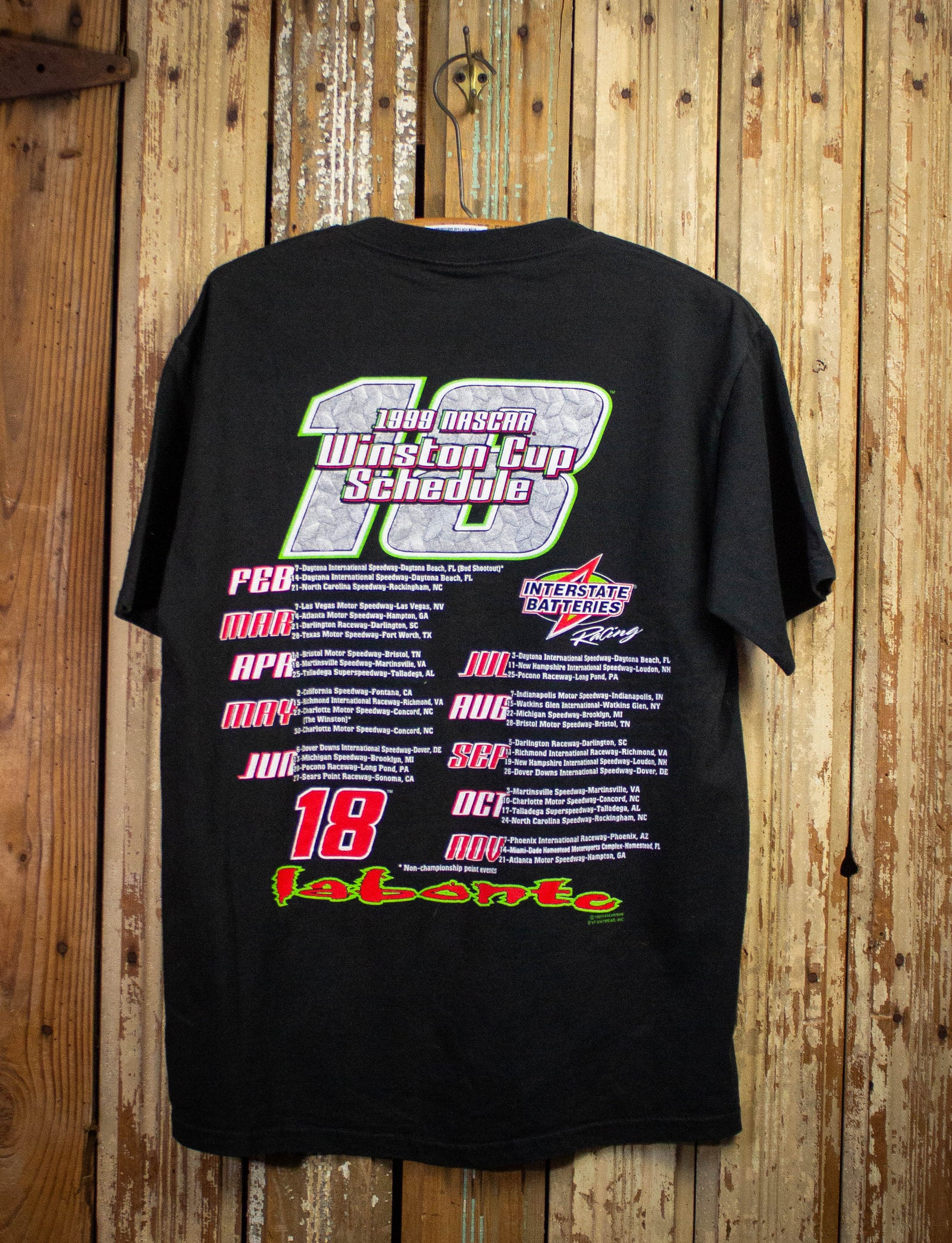 Vintage Bobby Labonte Blazing Racing Graphic T Shirt 1998 Black Medium