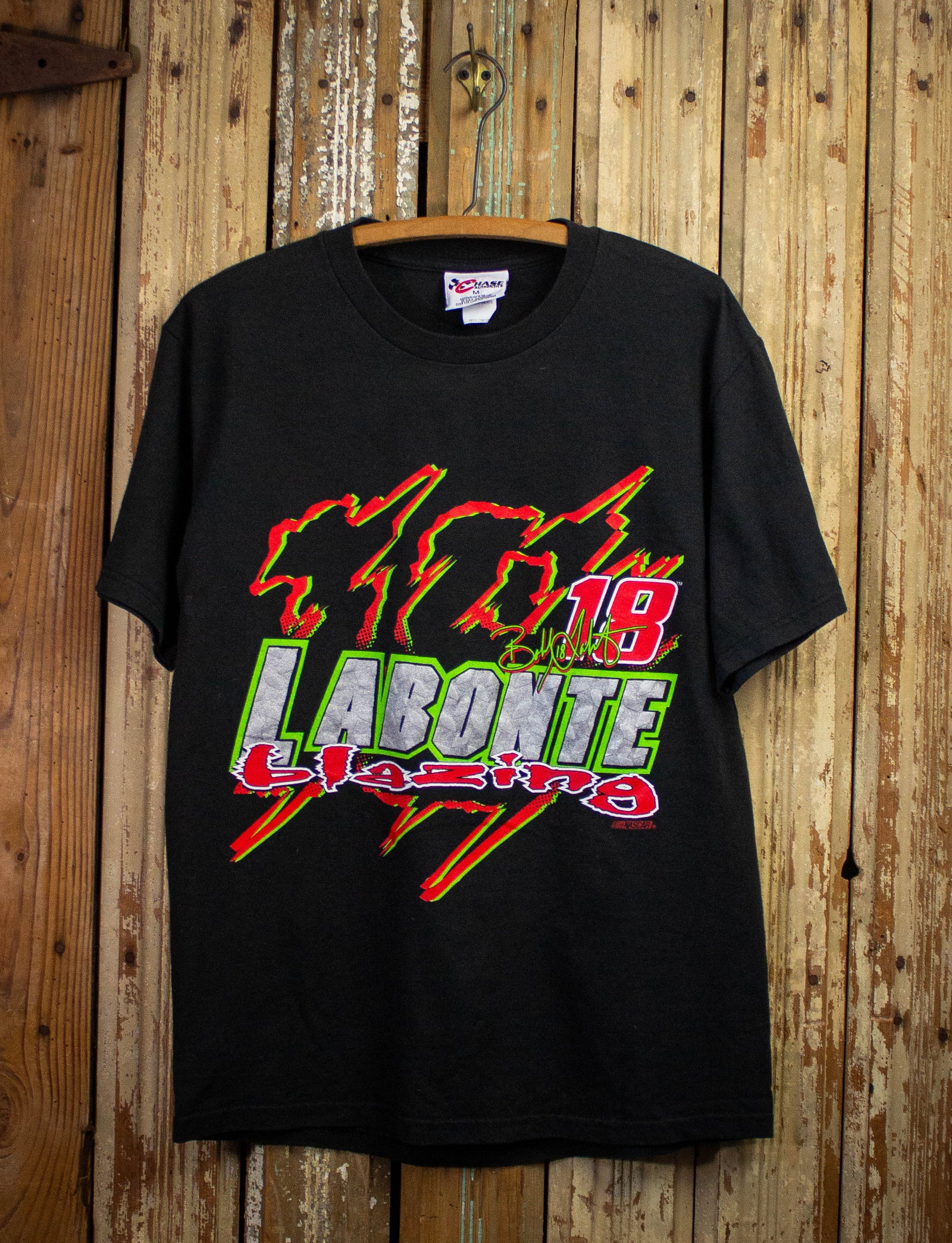 Vintage Bobby Labonte Blazing Racing Graphic T Shirt 1999 Black Medium