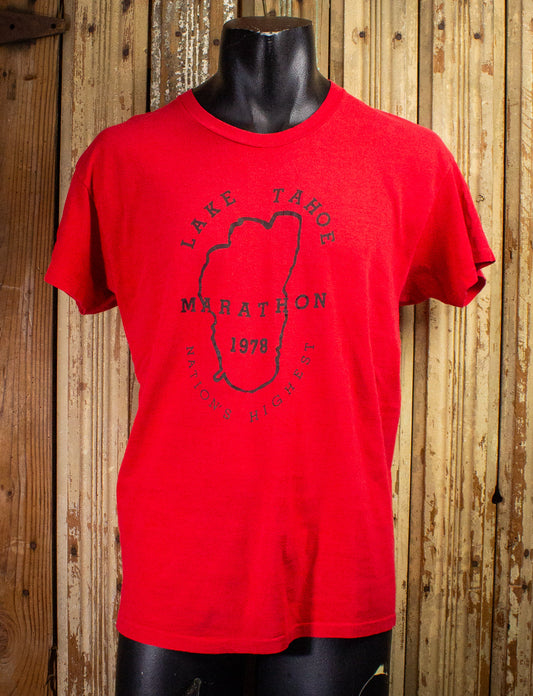 Vintage Lake Tahoe Marathon Graphic T Shirt 1978 Red Medium