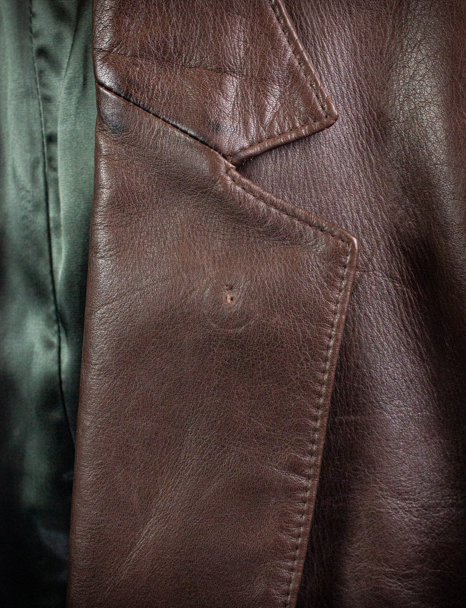 Vintage Lakeland Brown Leather Blazer 70s Large