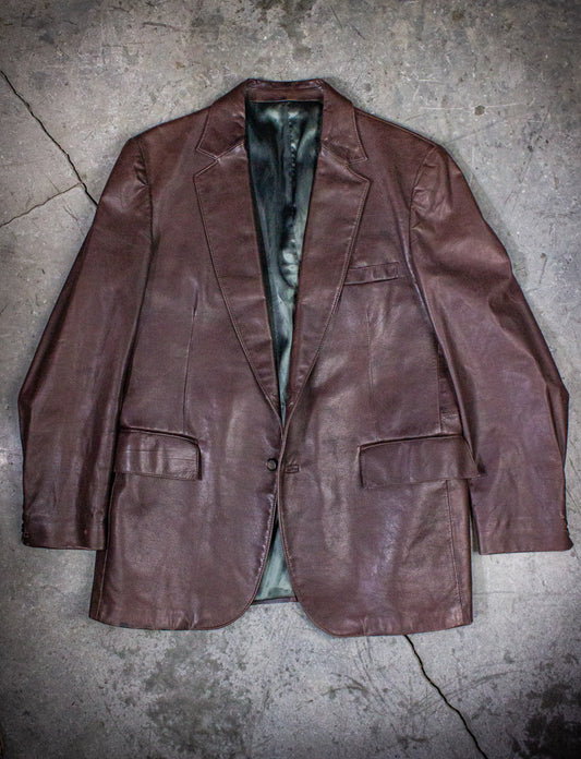 Vintage Lakeland Brown Leather Blazer 70s Large
