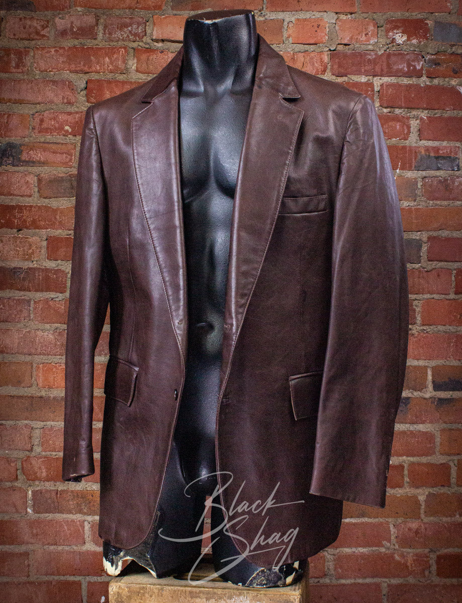 Vintage Lakeland Brown Leather Blazer 70s Large
