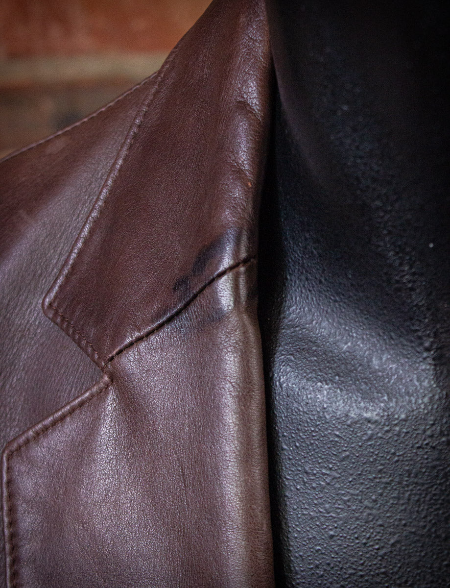 Vintage Lakeland Brown Leather Blazer 70s Large