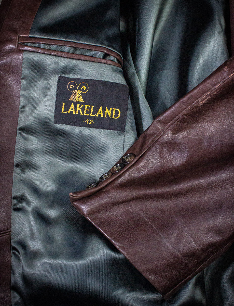 Vintage Lakeland Brown Leather Blazer 70s Large