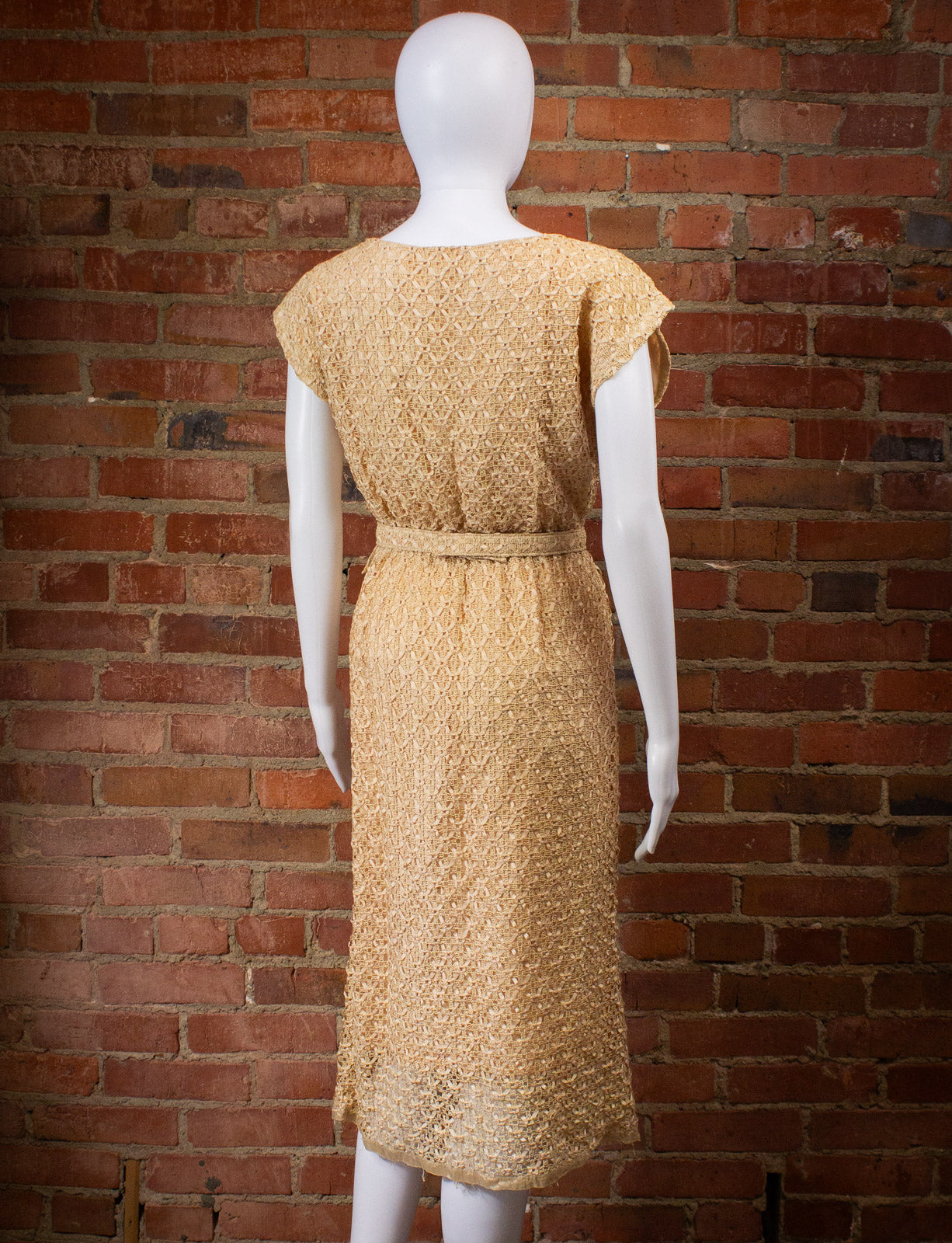 Vintage Lampi Crochet Sleeveless Dress 50s Medium