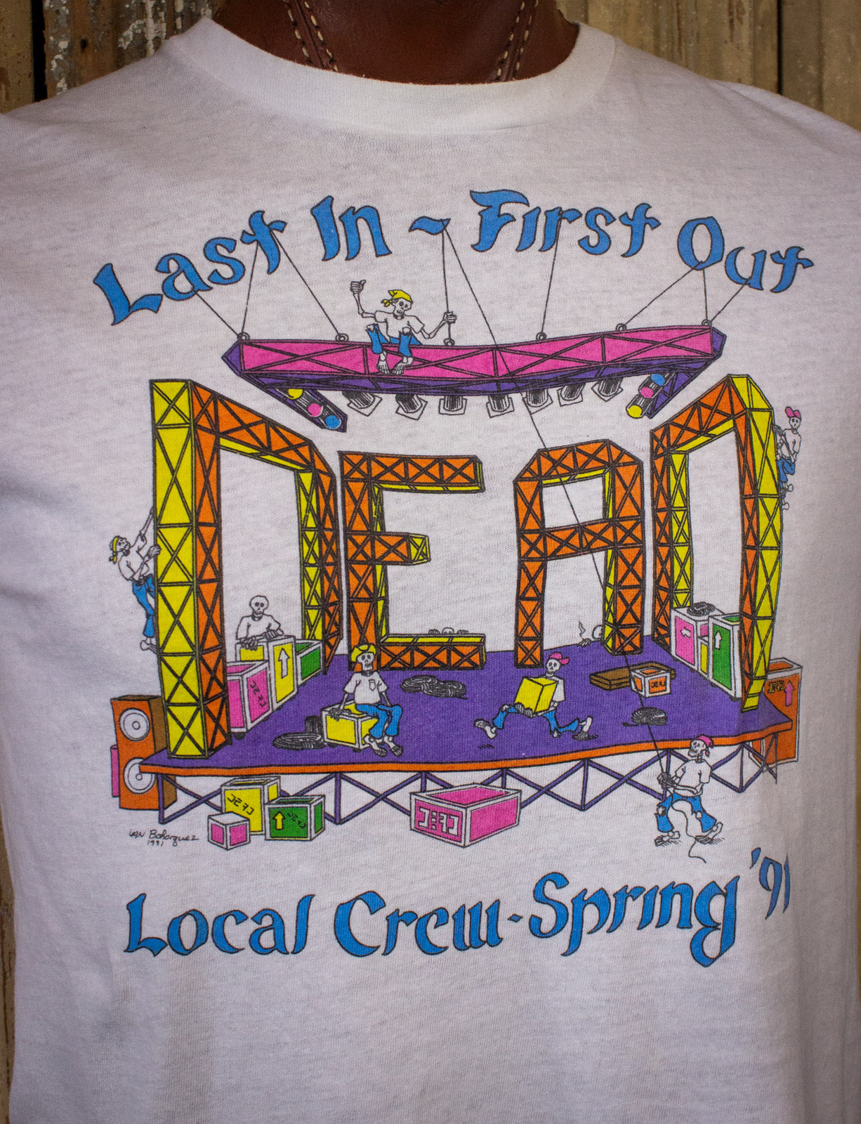 Vintage Grateful Dead Last In First Out Crew Concert T Shirt 1991 White Medium