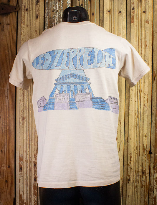 Vintage Led Zeppelin Handdrawn Concert T Shirt 70s White Small