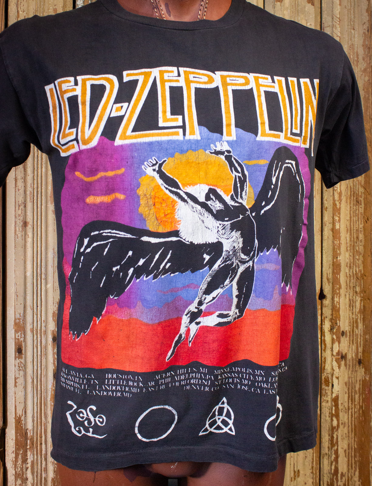Vintage Led Zeppelin Jimmy Page Robert Plant Concert T Shirt 1995 Black Large